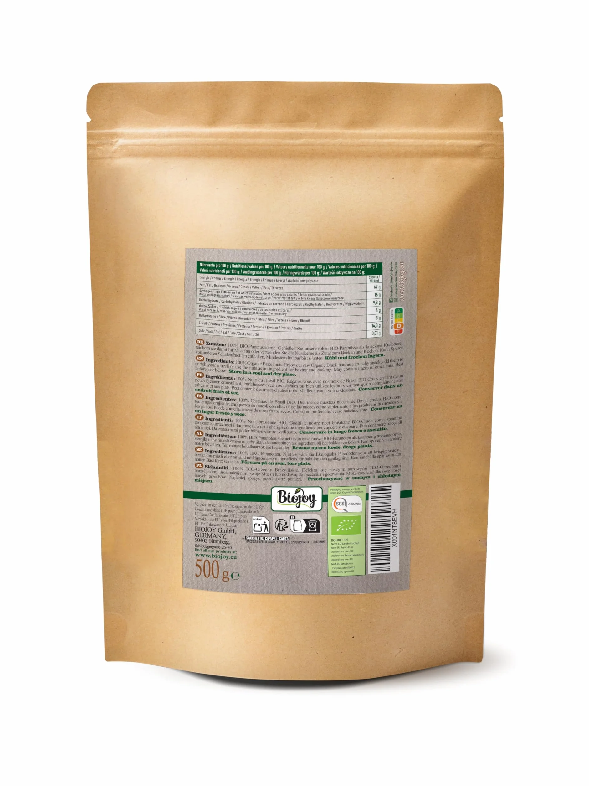 Biojoy BIO-Orzechy brazylijskie surowe niesolone 500 g