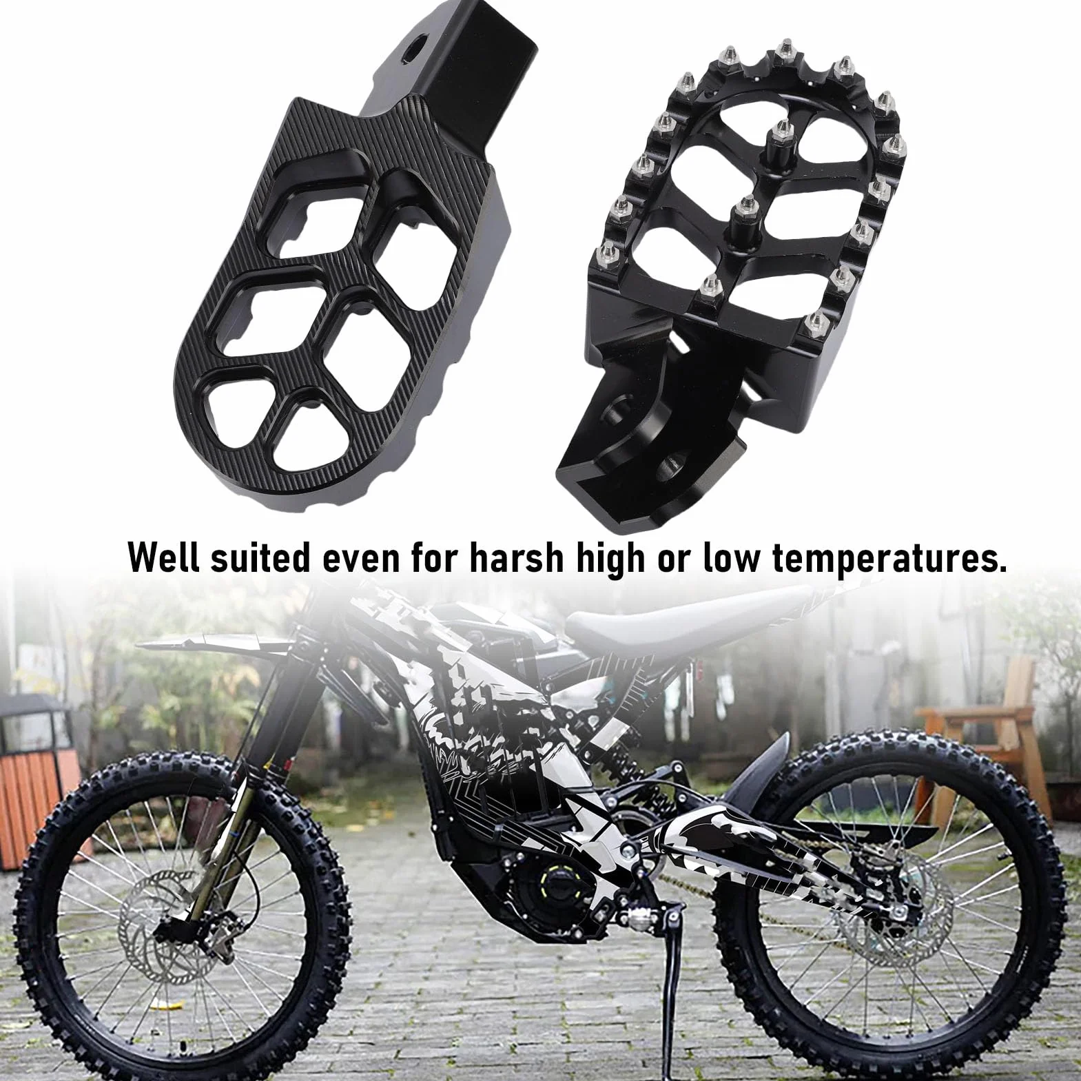 Asixxsix Dirt Bike Foot Peg, Aluminiowe Pedały Pedals Dirt Rower Footrest Wymienca Surron Light Bee X, Pedals Motorcycle Footpegs, Ulepszone Wrażenia z Jazdy (BLACK)