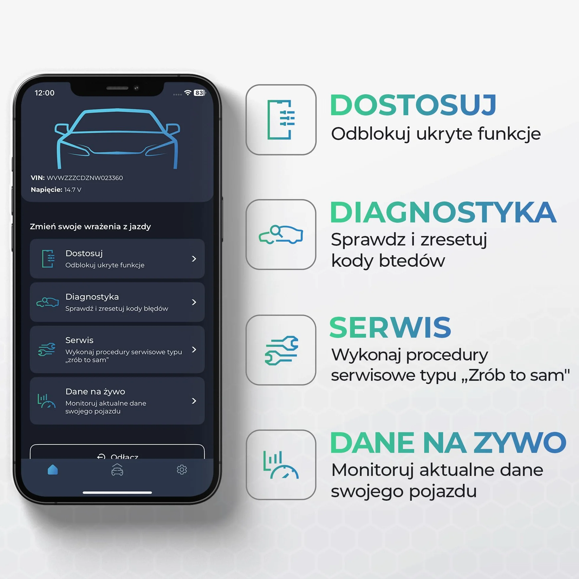 Carista OBD – Skaner Bluetooth: Diagnostyka, personalizacje, narzędzia serwisowe i dane na żywo dla pojazdów (Wymagana subskrypcja)
