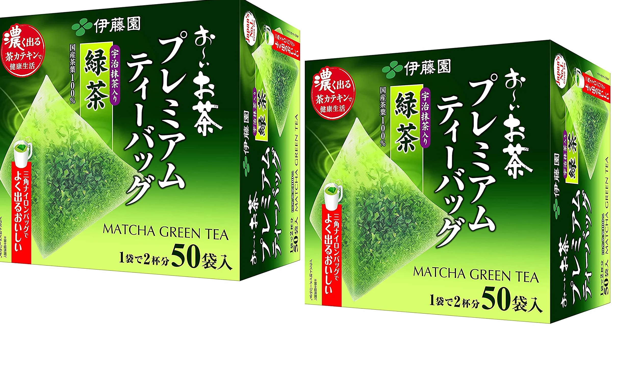 Itoen O～i Ocha Premium Matcha Green Tea, Thé Vert Japonais Ryokucha au Matcha Uji, Sachets de Thé 1,8 g, Pack de 2 Boites (łącznie 100 saszetek), Fabrique au Japon