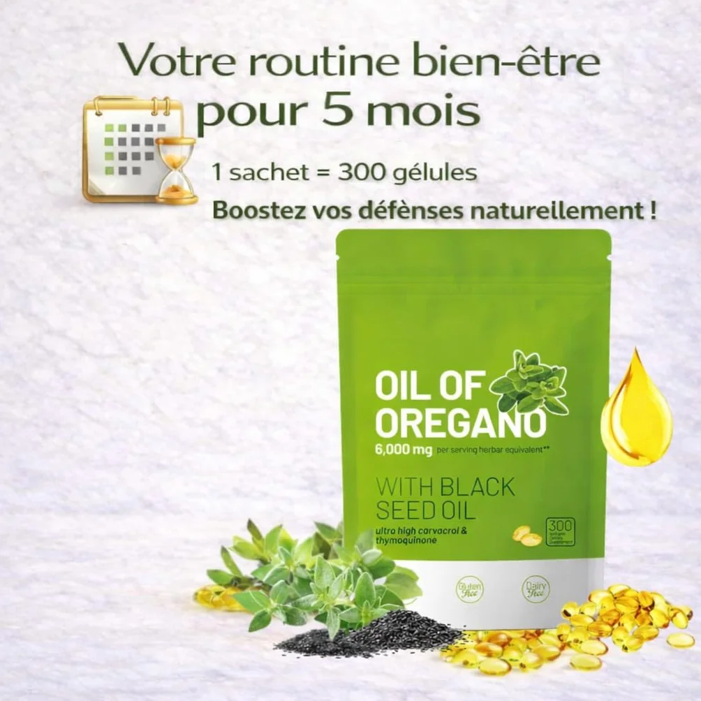 Olej z oregano i olejek z Nigella 300 kapsułek 6000 mg Wysokie stężenie Naturalne wsparcie odporności