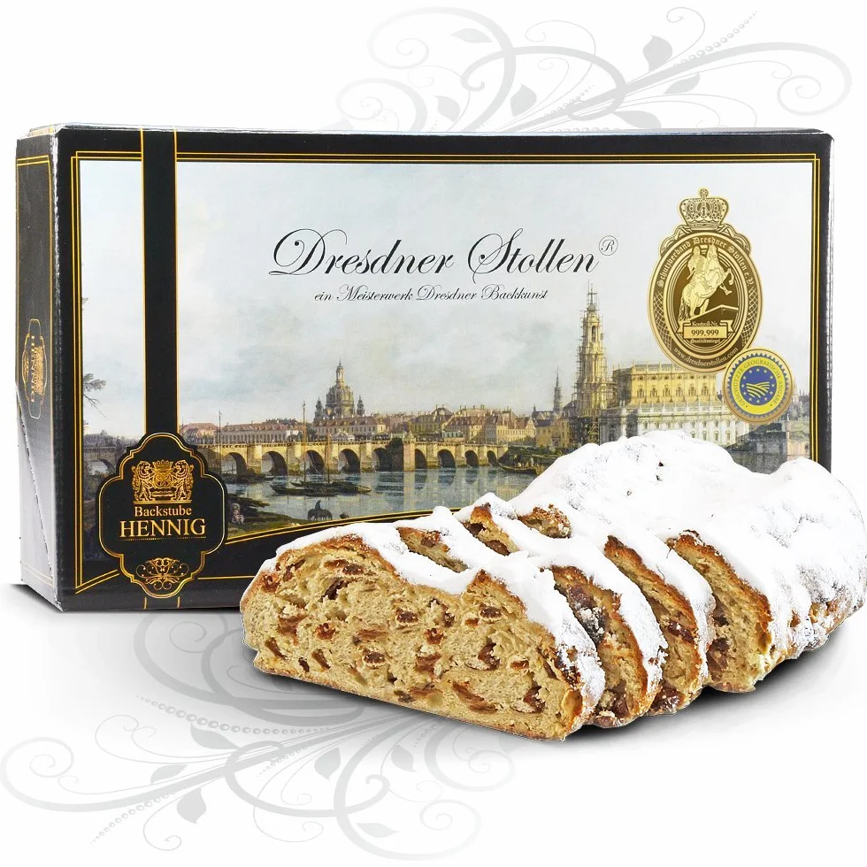Backstube Sven Hennig Original Dresdner Christstollen 1000 g ręcznie wykonany w pudełku prezentowym Canaletto Dresden