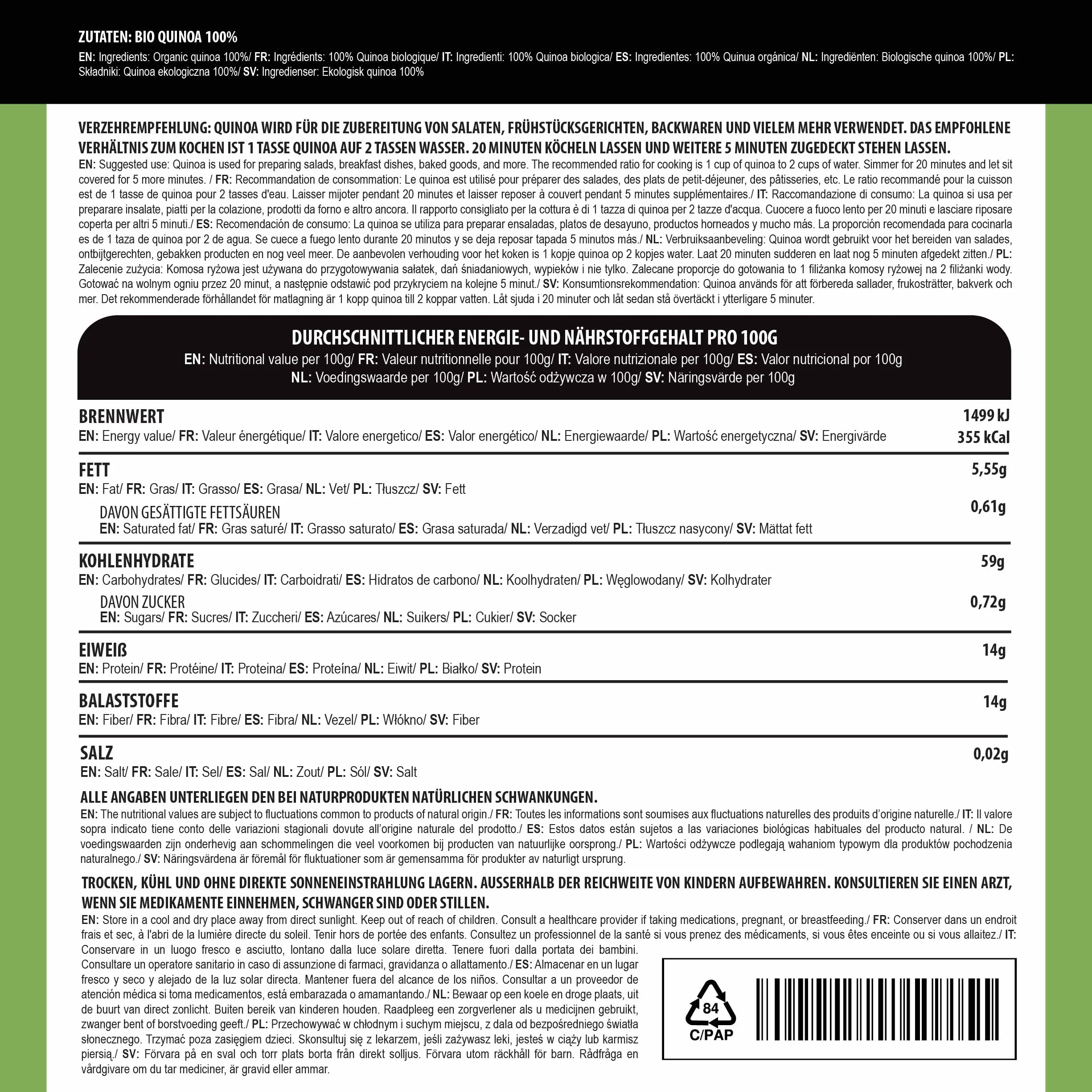Alpi Nature Ekologiczna Czarna Komosa Ryżowa 500g
