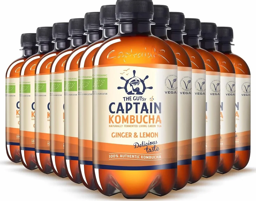 Kombucha Ginger Lemon 12 x 400ml Gutsy Captain