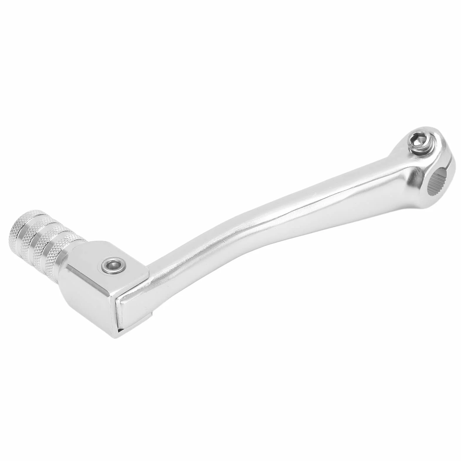 Qiilu Rozrusznik Motocykl Kick Starter Dźwignia Pedał Kick Starter Dirt Bike Wrażliwe CNC Aluminium Uniwersalne Akcesoria Motocyklowe(Srebro)