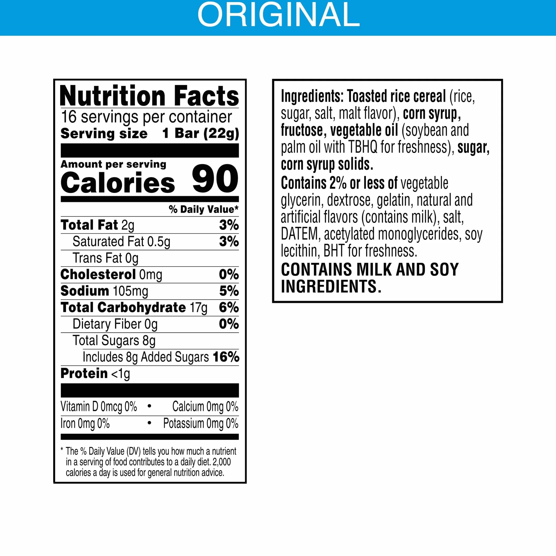 Rice Krispies Treats Crispy Marshmallow Squares, Kids Snacks, Snack Bars, Original, 12.4oz Box (16 Bars)