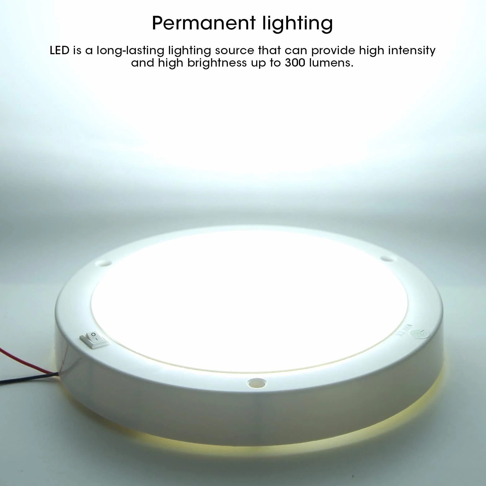 Buachois Lampa sufitowa LED do samochodu, lampa sufitowa LED do łodzi, 12 V wewnętrzna lampa dachowa, 300 LM RV Lampy LED uniwersalne do samochodów kempingowych przyczep kempingowych łodzi jachtu