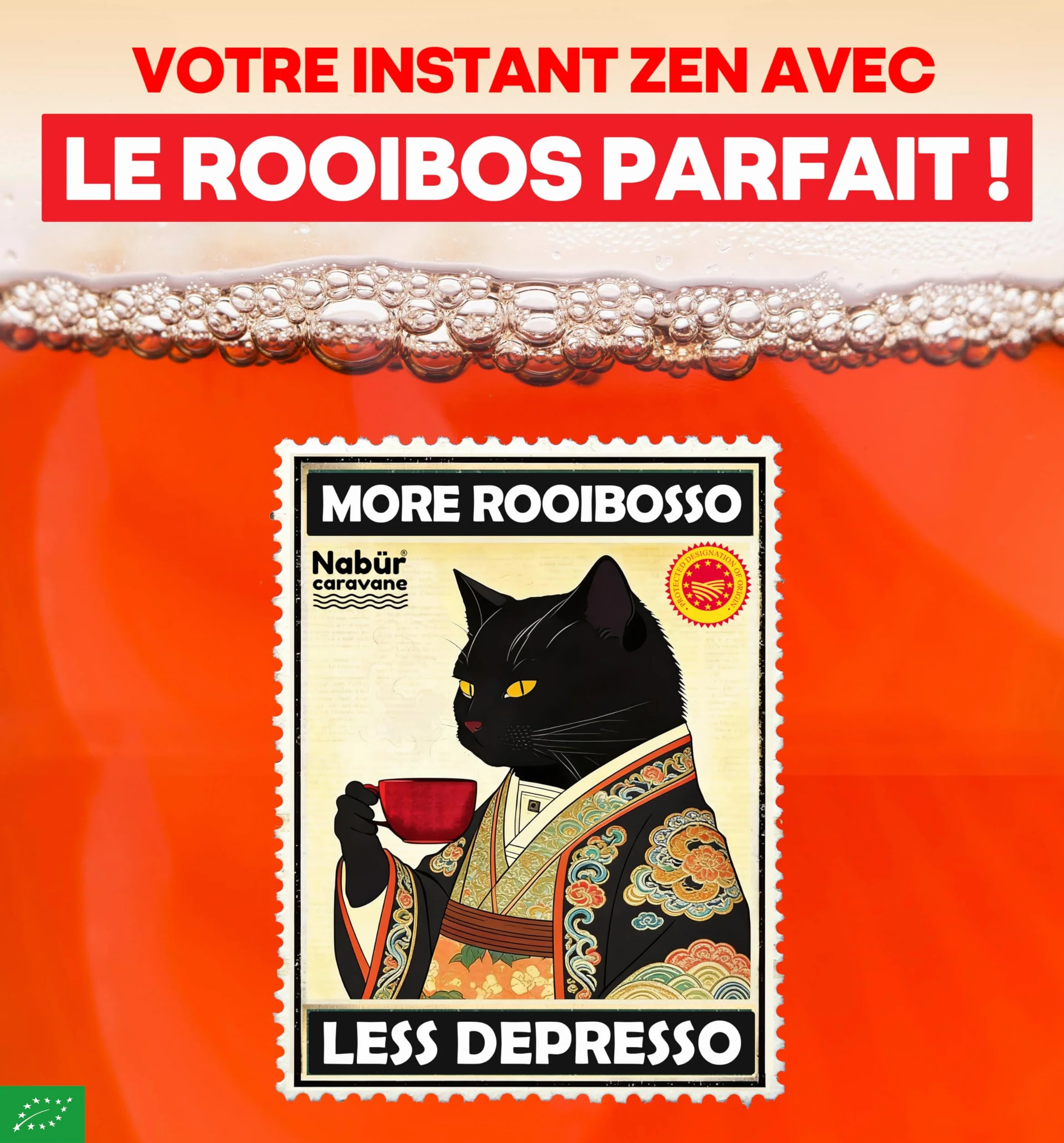 Nabür - Rooibos Rouge BIO 1kg | Thé Rouge Antioxydant | Sans Théine/Caféine | Doux, Relaxant, Riche (1000gr)