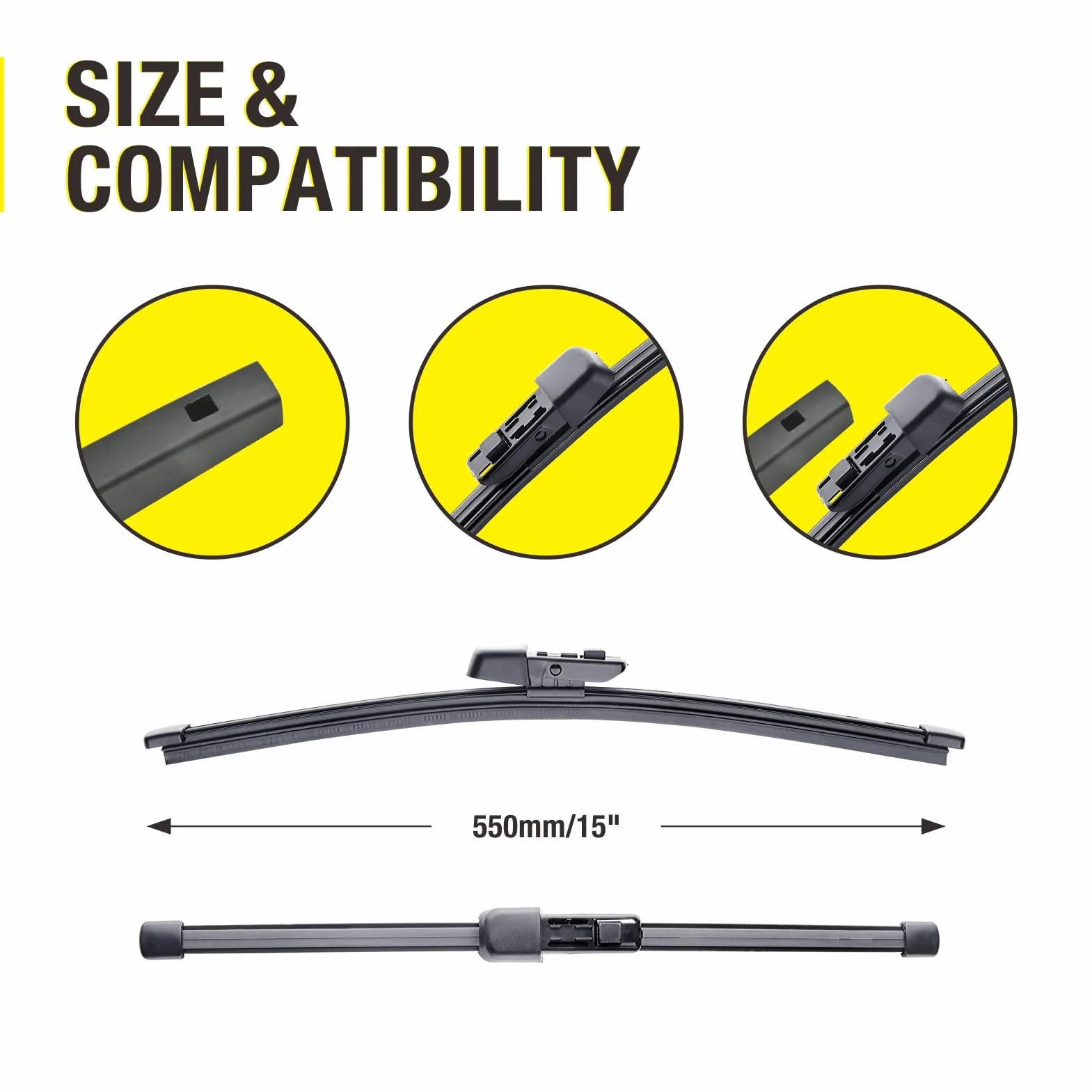 3 Wipers 25"/22"/15" Replacement For VW Volkswagen Tiguan 2022 2021 2020 2019 2018, 25 Inch+22 Inch Windshield Wiper Blades with 15 Inch Rear Wiper Blade