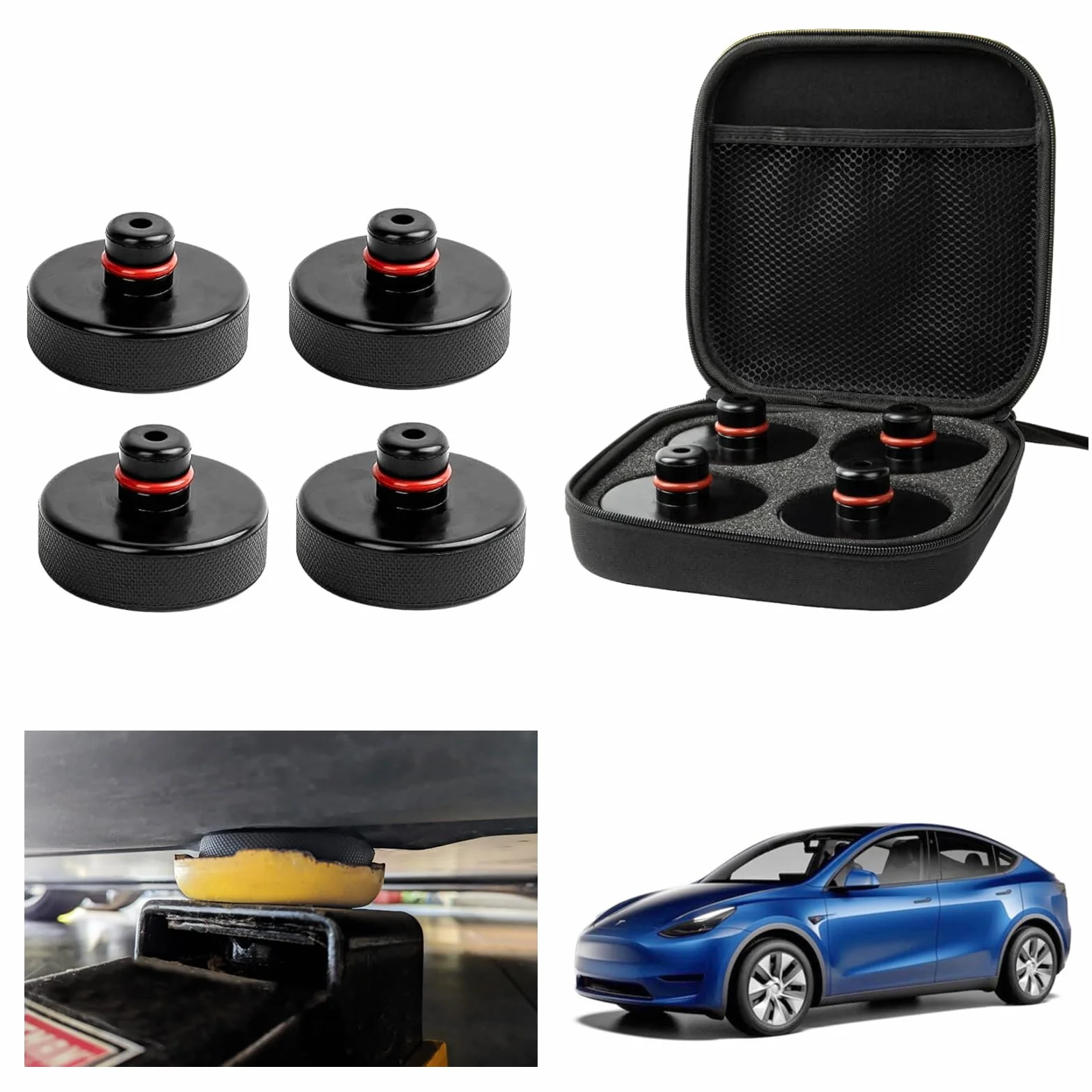 GAFAT gumowy podnośnik samochodowy do Tesla Model Y Juniper Standard Model 3 Highland S X 2016-2026, podnośnik podłogowy, akcesoria do podnośników podnośnikowych, adapter stabilizatora z przegrodą do