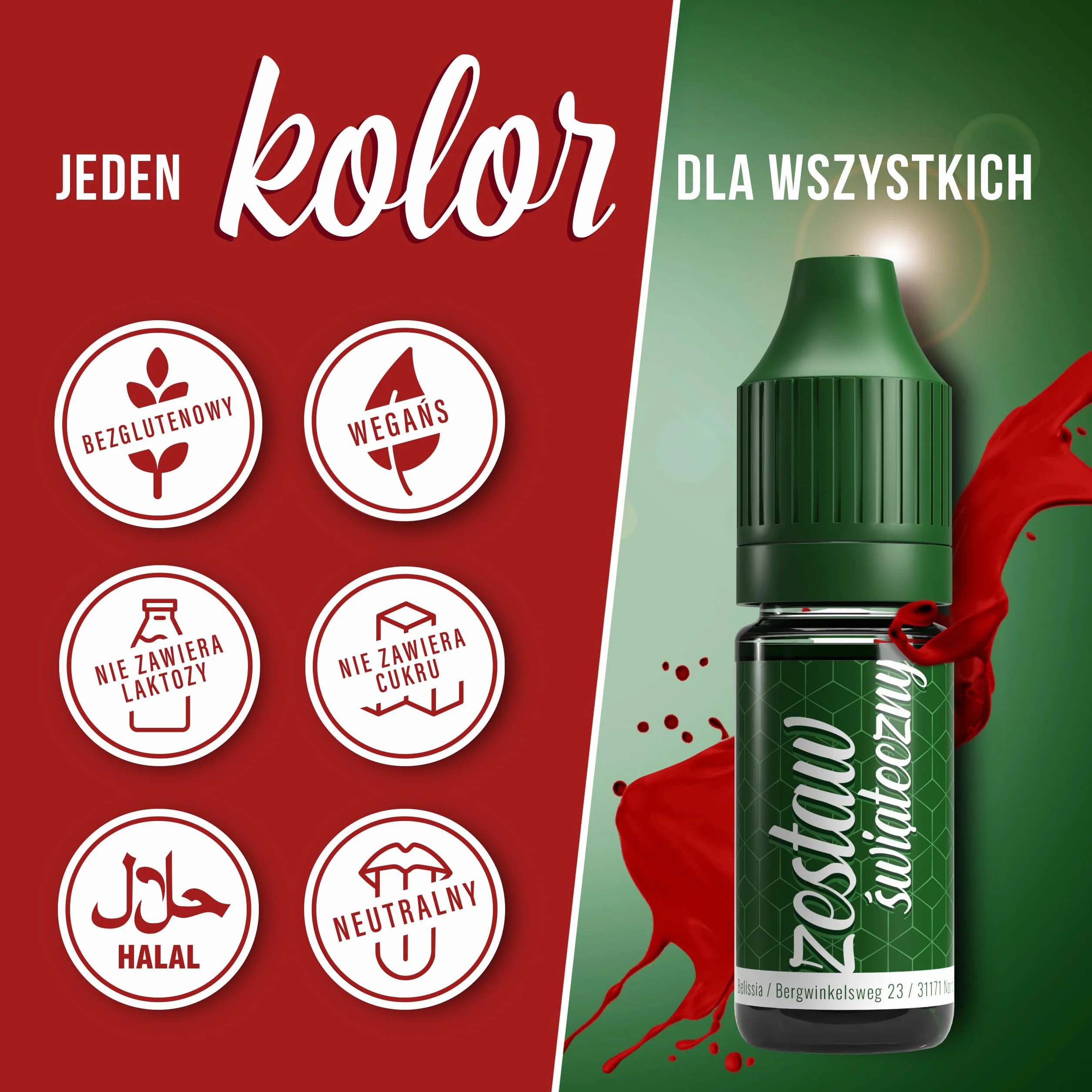 Barwniki spożywcze Bożonarodzeniowe zestaw 5x10ml wysoce skoncentrowany bez cukru płynny