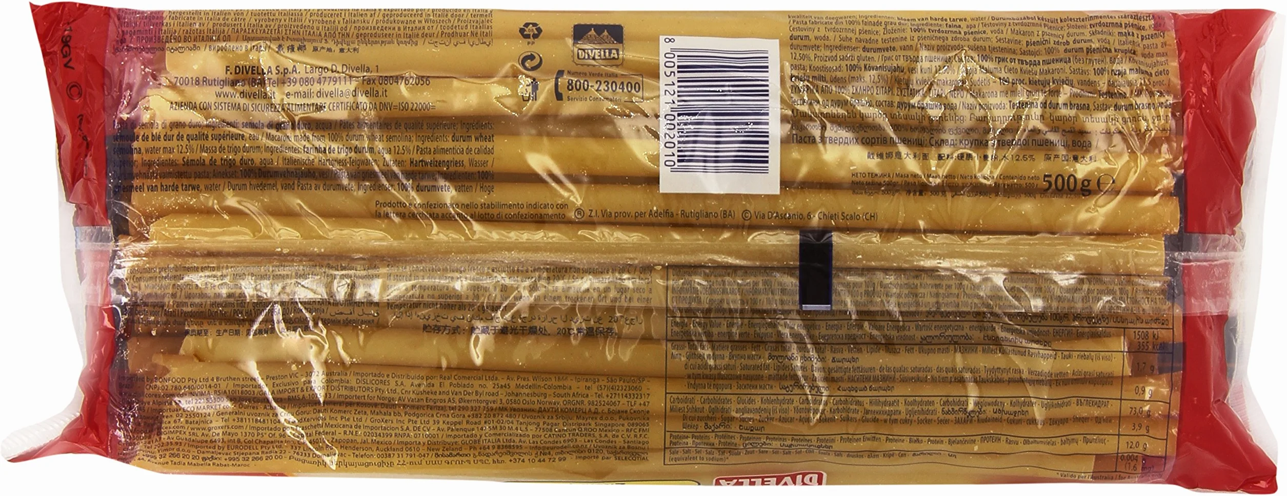 Makaron DIVELLA FORMATI SPECIALI ZITONI 500 GR włoski słomki makaronowe