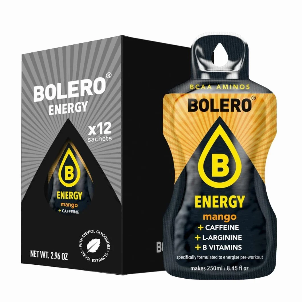 Bolero Energy | Sugar-Free Powder Drink | Vegan & Gluten-Free | For Active Lifestyles (12x7g, Mango)