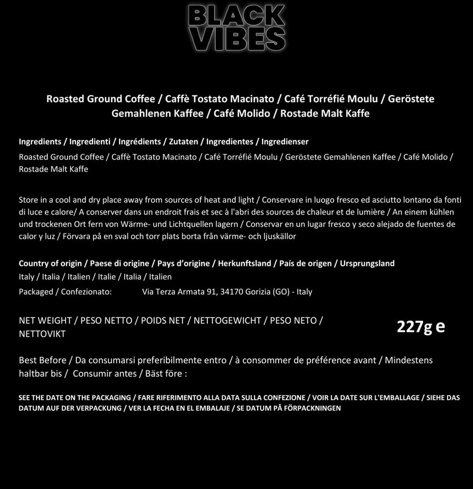 Kawa Mielona Black Vibes Intenso Ciemno Palona Robusta 227g