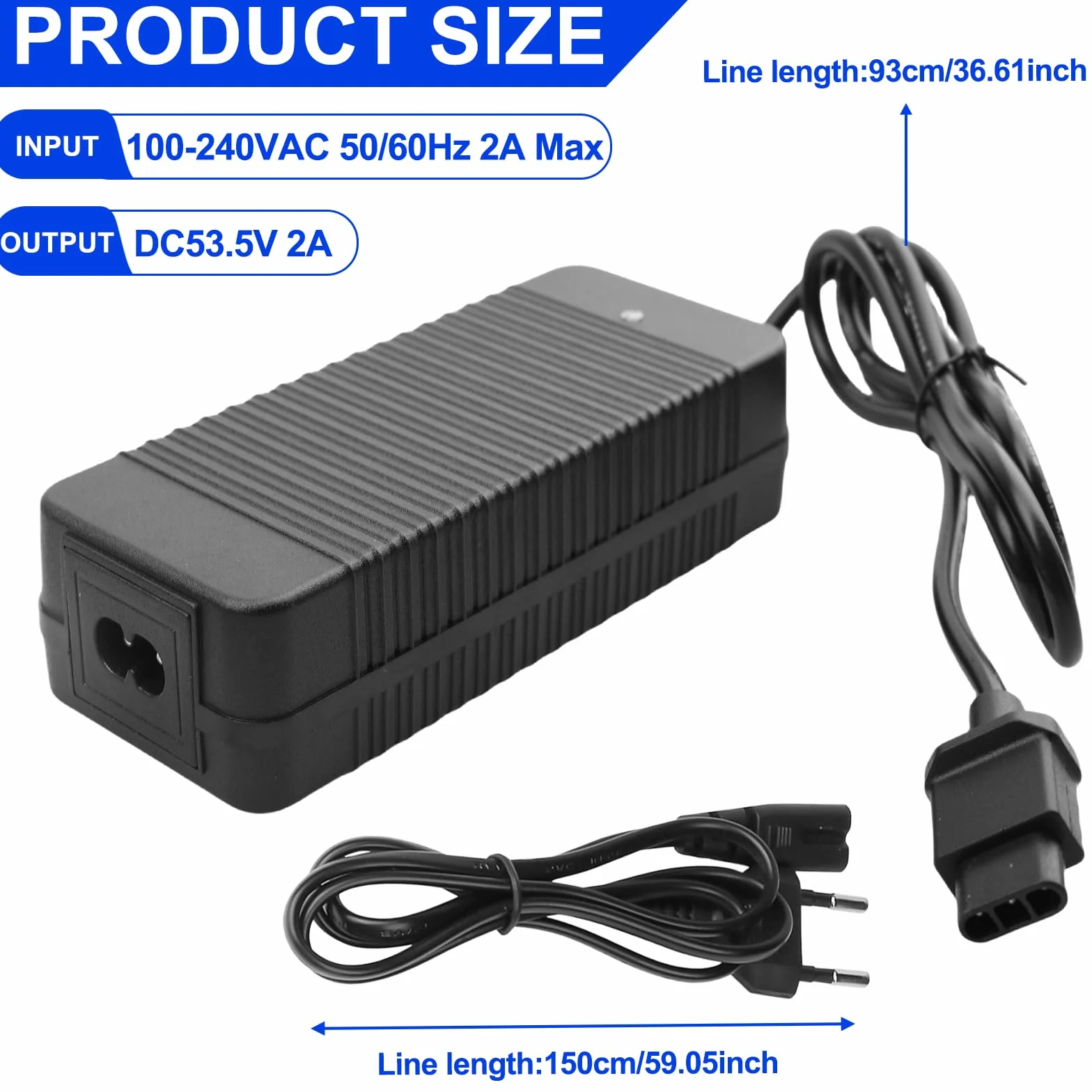 Ładowarka 53,5 V 2 A do NIU KQI2 KQI3, ładowarka do skutera elektrycznego, wtyczka UE, ładowarka do skutera elektrycznego KQi3 Pro/Max/Sport/KQi2 Pro, do skutera elektrycznego, elektrycznego
