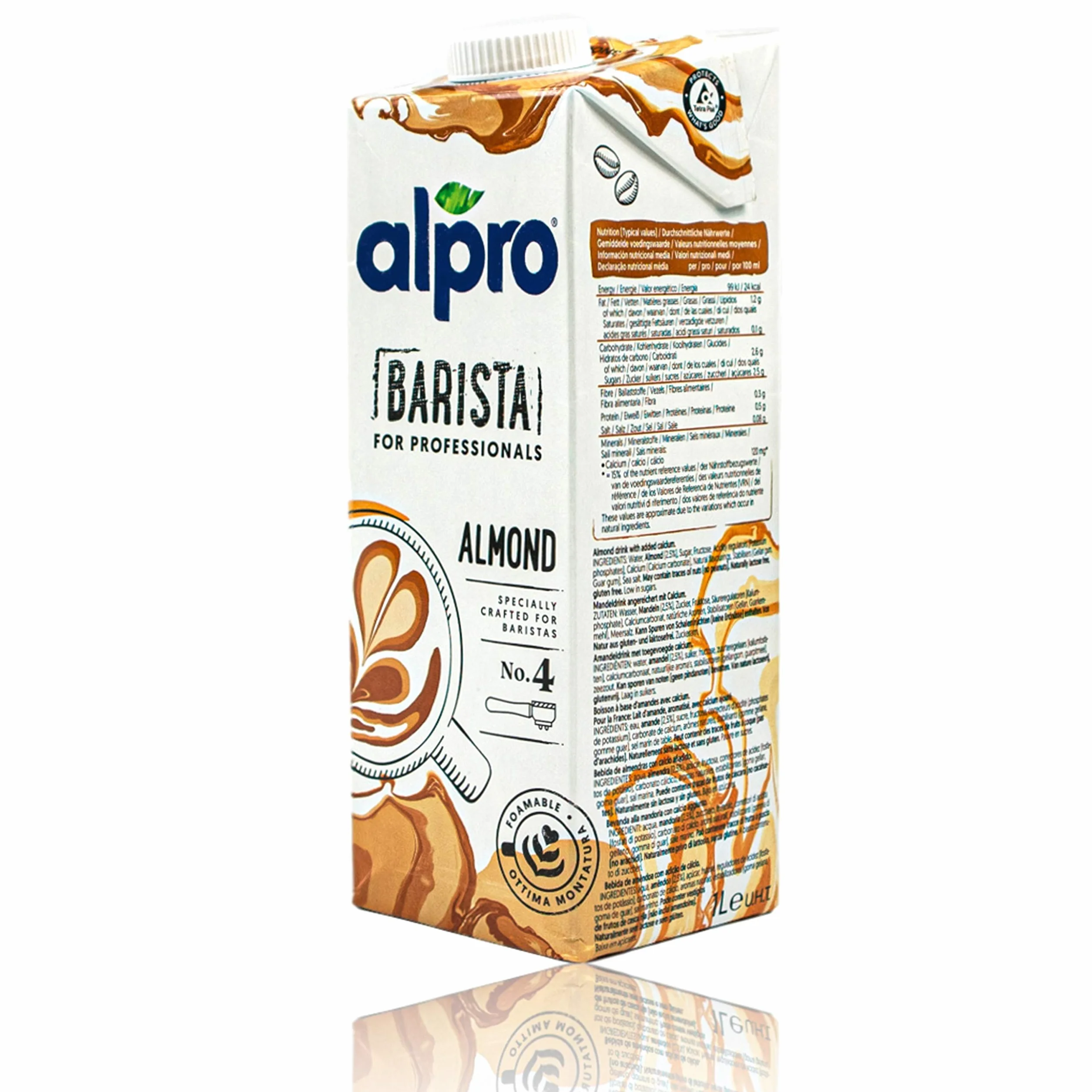 Alpro Barista 1L Napój Migdałowy do Kawy, Smoothie i Szejków - Opakowanie 8 szt.