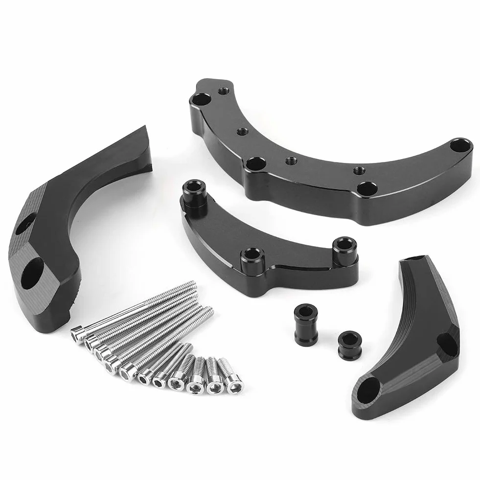 Duokon Płyty mocujące osłona silnika motocykla zderzak rama ze stopu aluminium dla MT-09 FJ-09 XSR900 czarny