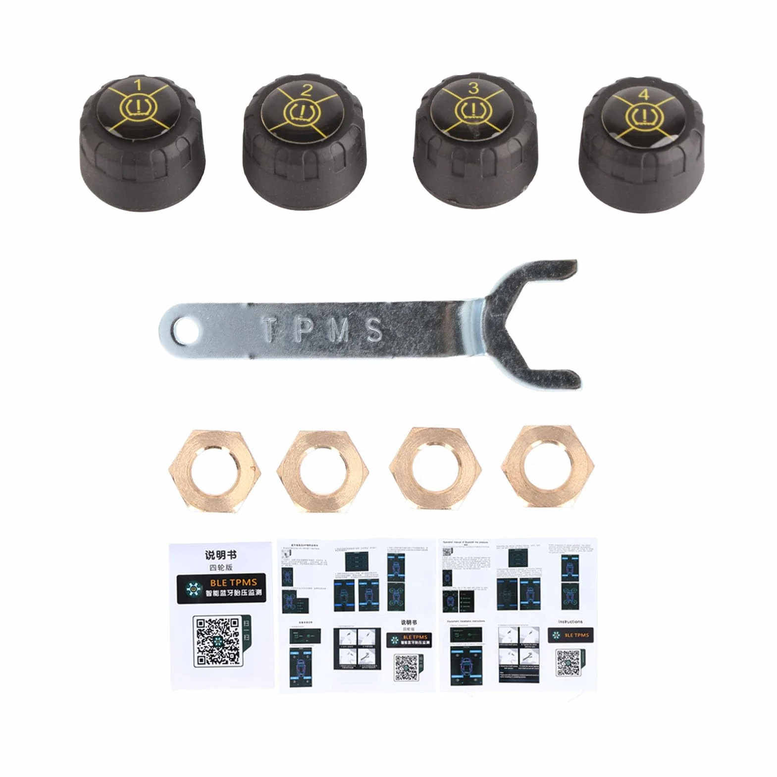 Czujnik ciśnienia w oponach Bluetooth 5.0, monitorowanie ciśnienia w oponach (TPMS) monitorowanie w czasie rzeczywistym, kompatybilny z systemem Android i iOS, wodoszczelność IP67