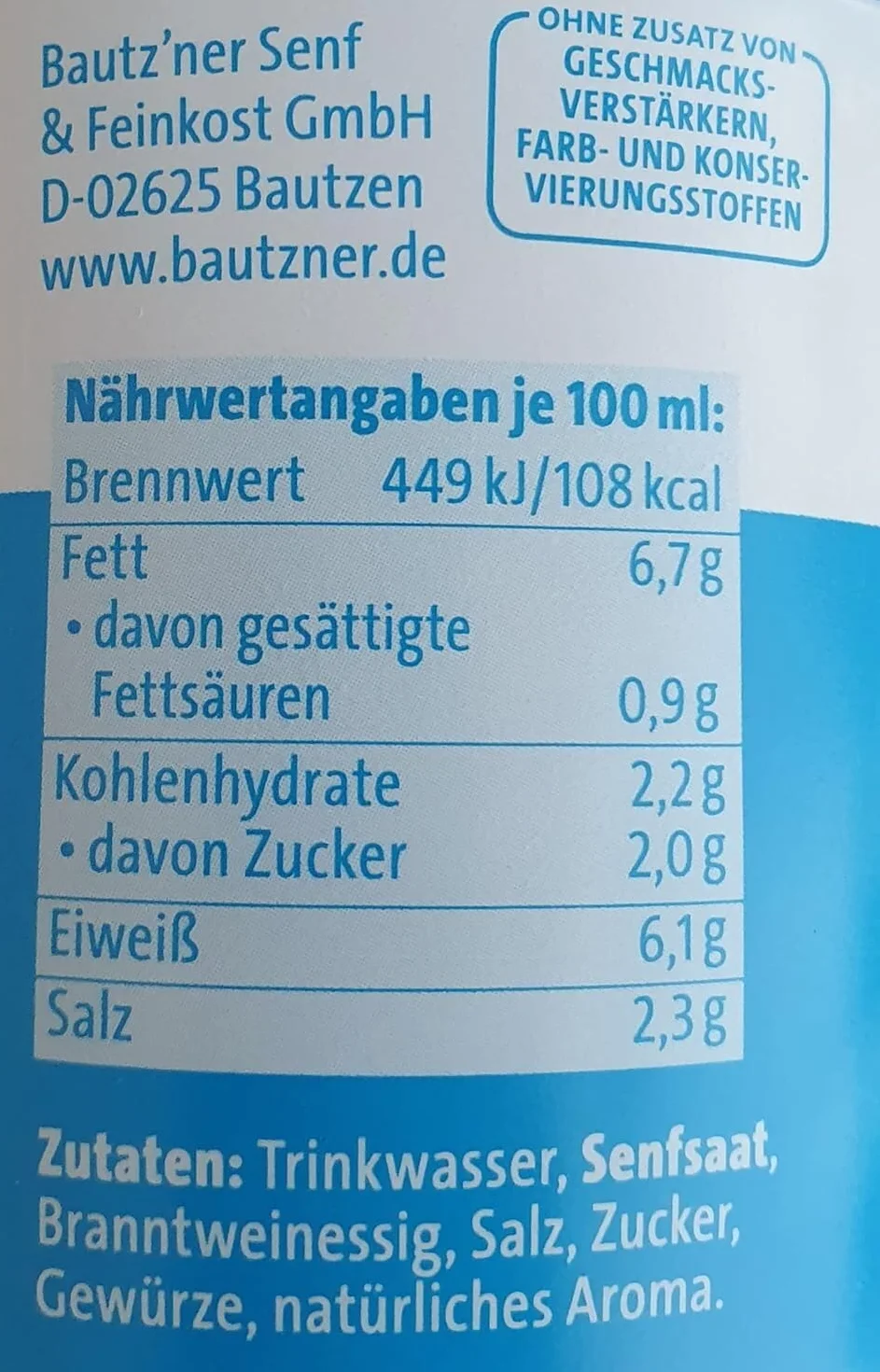 BAUTZ'NER Musztarda średnio ostra zestaw 3 x 200 ml oryginalna receptura bez konserwantów