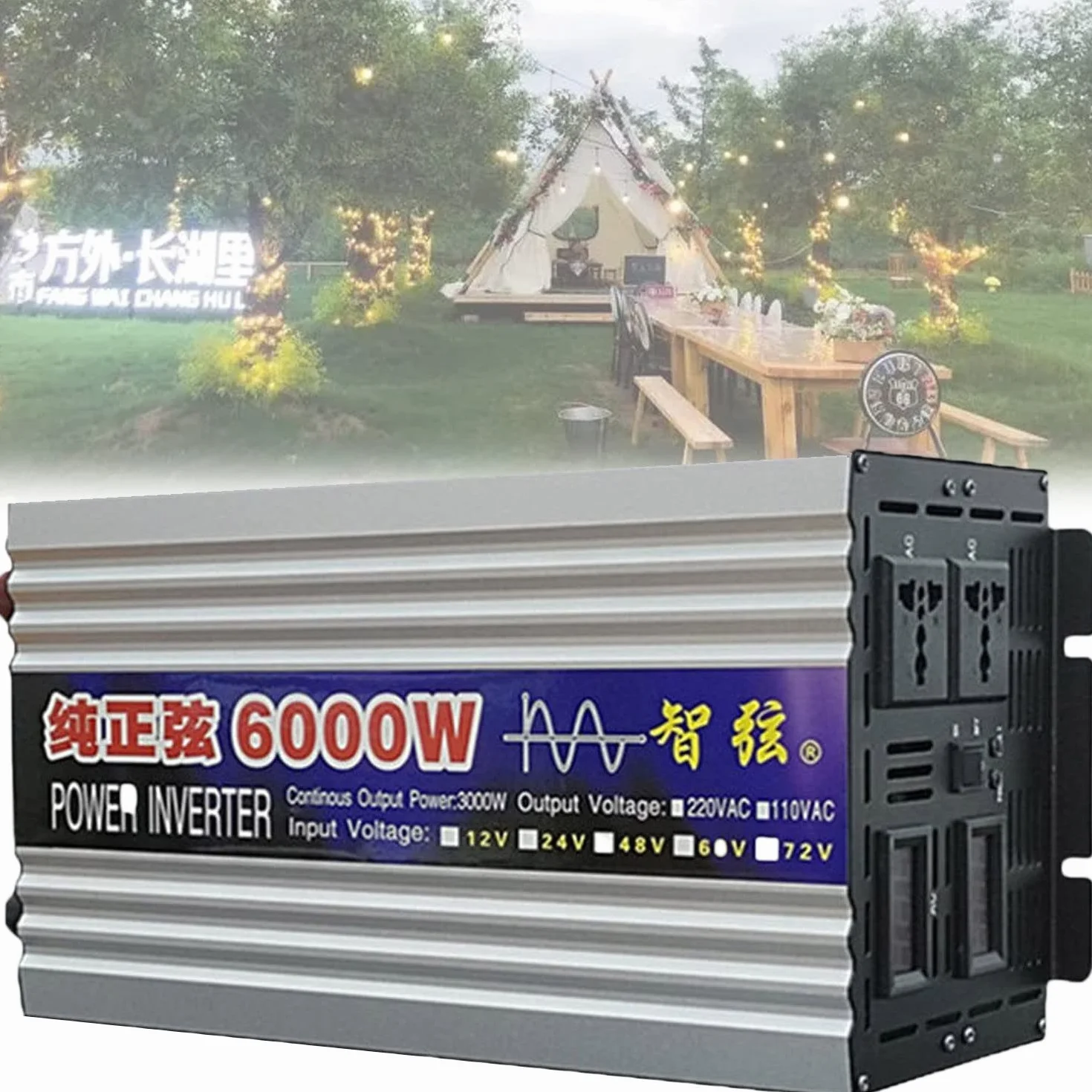przetwornica napięcia sinusoidalnego DC 12V 24V 48V 60V na AC 110V 230V falownik sinusoidalny 1000W/2000W/3000W/4000W/5000W/6000W/8000W, konwerter samochodowy, adapter sieciowy,6000W-24Vto110V
