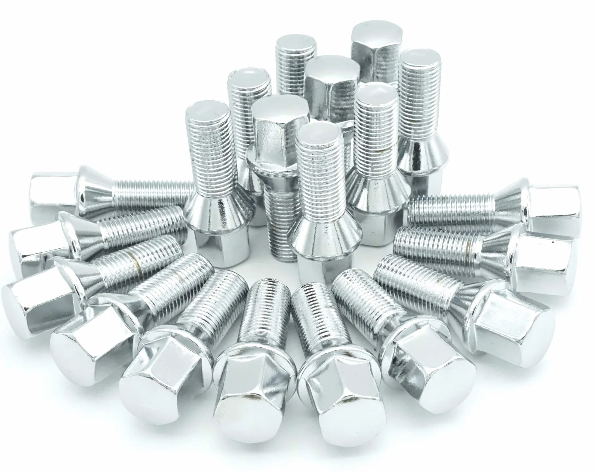 20 x chromowane śruby do kół M14 x 1,5 stożkowy 28 mm M14 1,5
