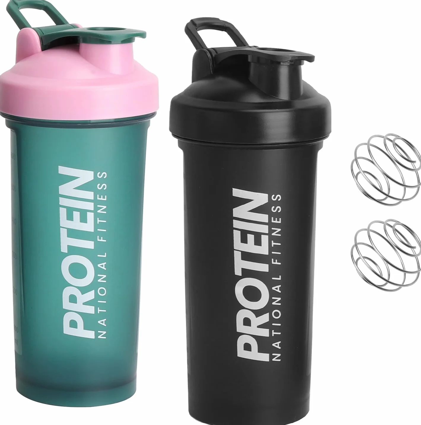 2 SZT. Shaker do białka 700 ML z kulką, wyświetlacz ml, bezpieczny przed wyciekaniem shaker do białka do siłowni, butelka fitness, shaker do białka do mieszania kremowego proszku białkowego Whey, D