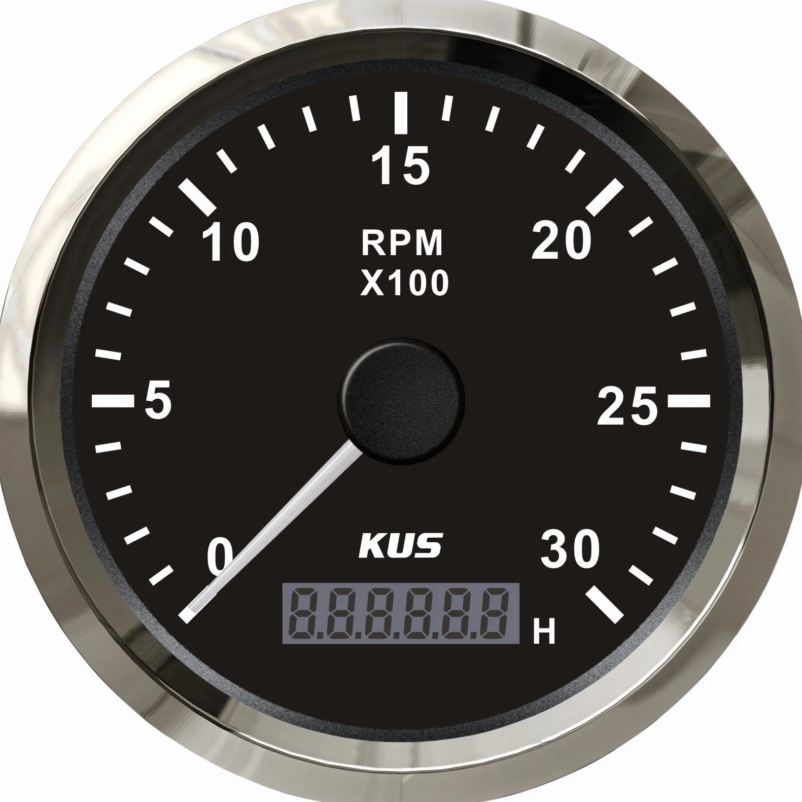 KUS Wasserdichte Drehzahlmesser Drehzahlmesser z Betriebsstundenzähler 3000RPM 85 mm 12 V/24 V Mit Hintergrundbeleuchtung (Czarny)