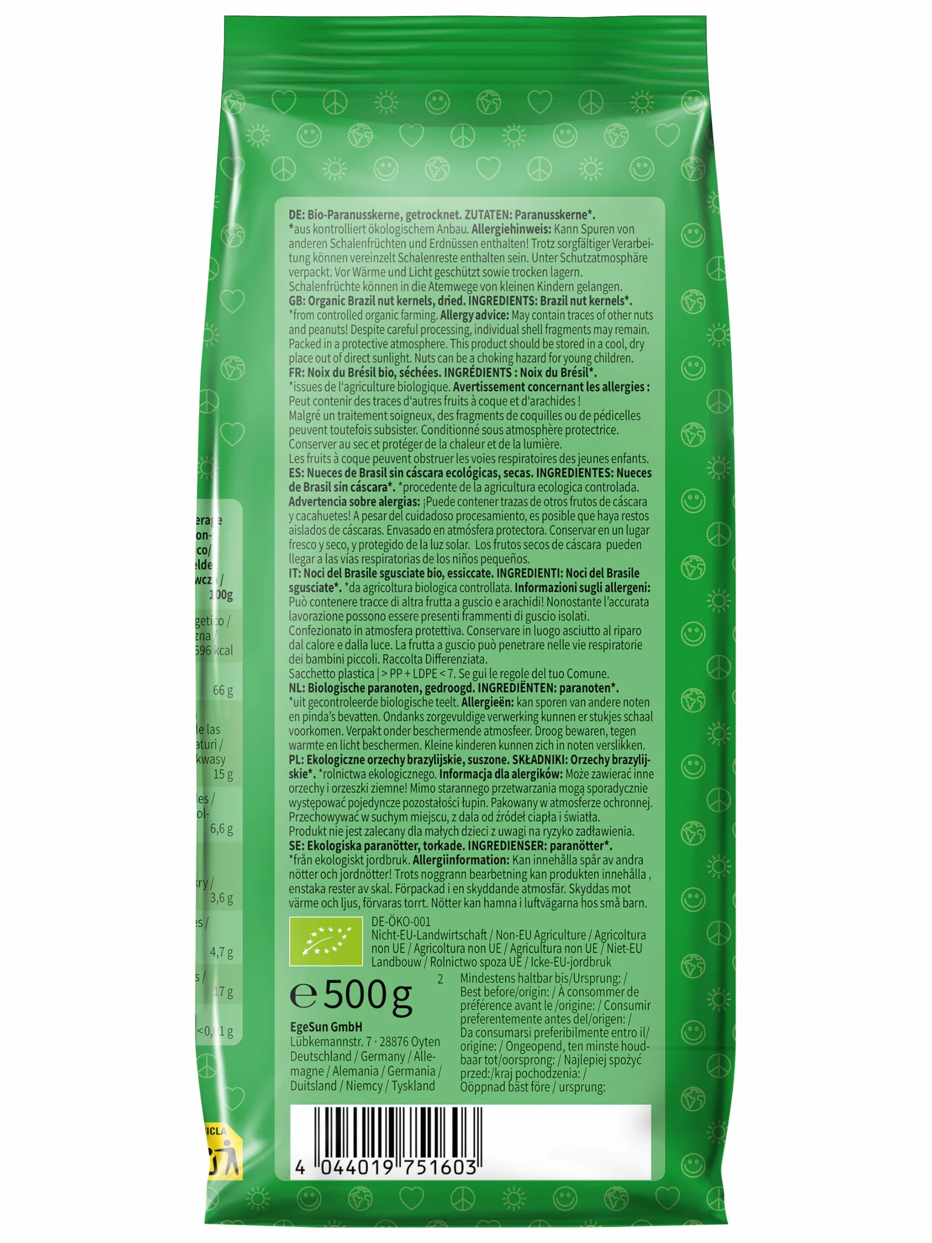 Mundo Feliz Organiczne Orzechy Brazylijskie, Całe, 2 X 500 G