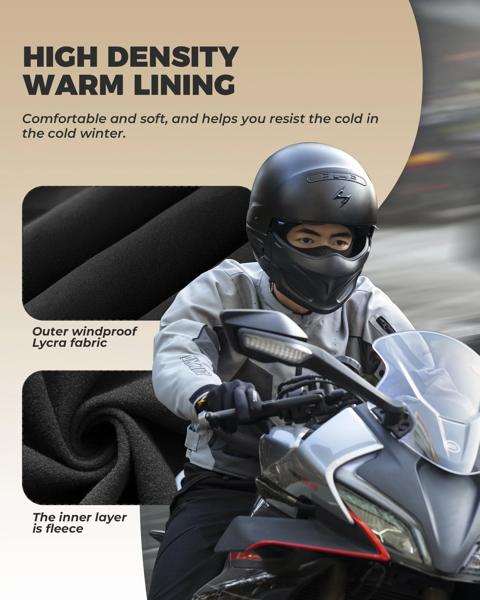 ROCKBROS Maska Motocyklowa MTB Fleece Winter Rowerowa Kominiarka Termiczna dla Mężczyzn Elastyczna Kominiarka na Szyję Camping Narty Podróż Ciepły Sport, Czarny
