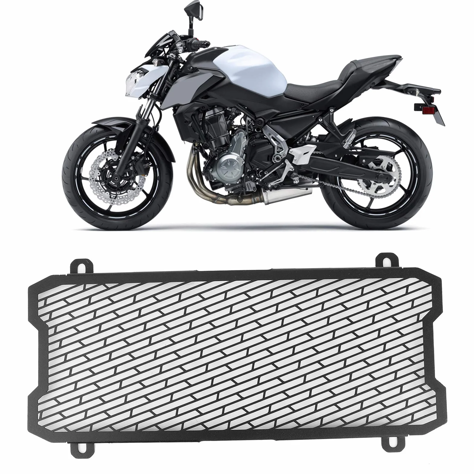 Akcesoria Motocyklowe Premium Aluminiowa Osłona Chłodnicy Motocykla, Spersonalizowana Przednia Osłona Grilla dla Z650 2017-2019 z kompleksową ochroną (BLACK)