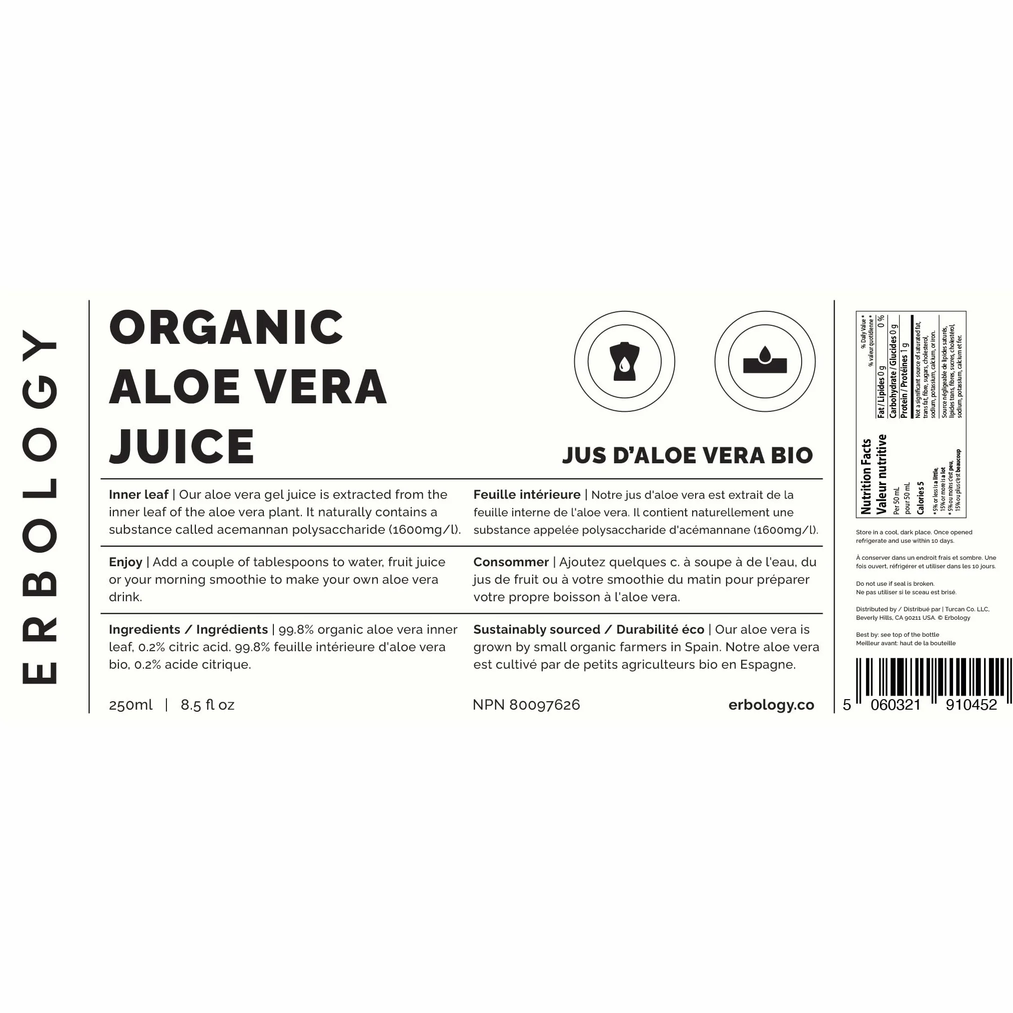 Erbology Bio-sok z aloesu 250 ml
