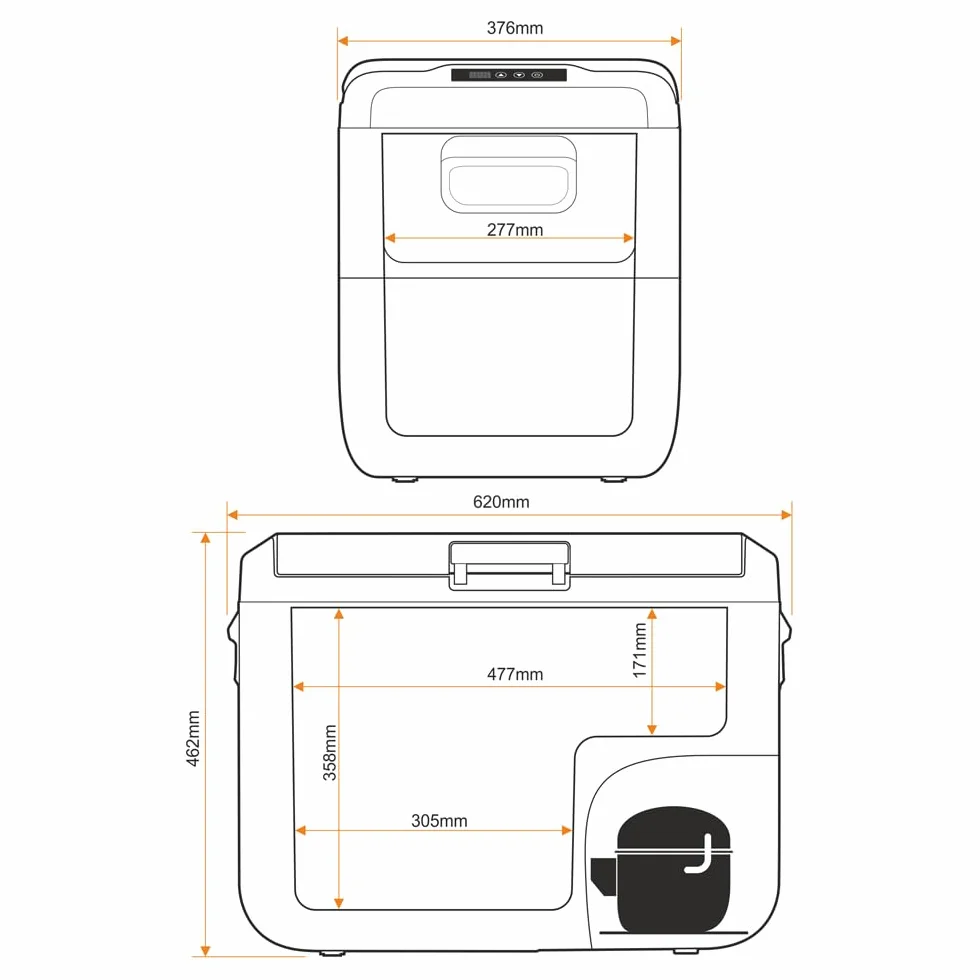 Yolco NX40 CARBON kompresorowa lodówka podróżna 37 l – 20°C, Dual Zone, 12/24 V i 230 V, aplikacja Bluetooth, przenośna lodówka i zamrażarka na kemping, Vanlife i w podróży