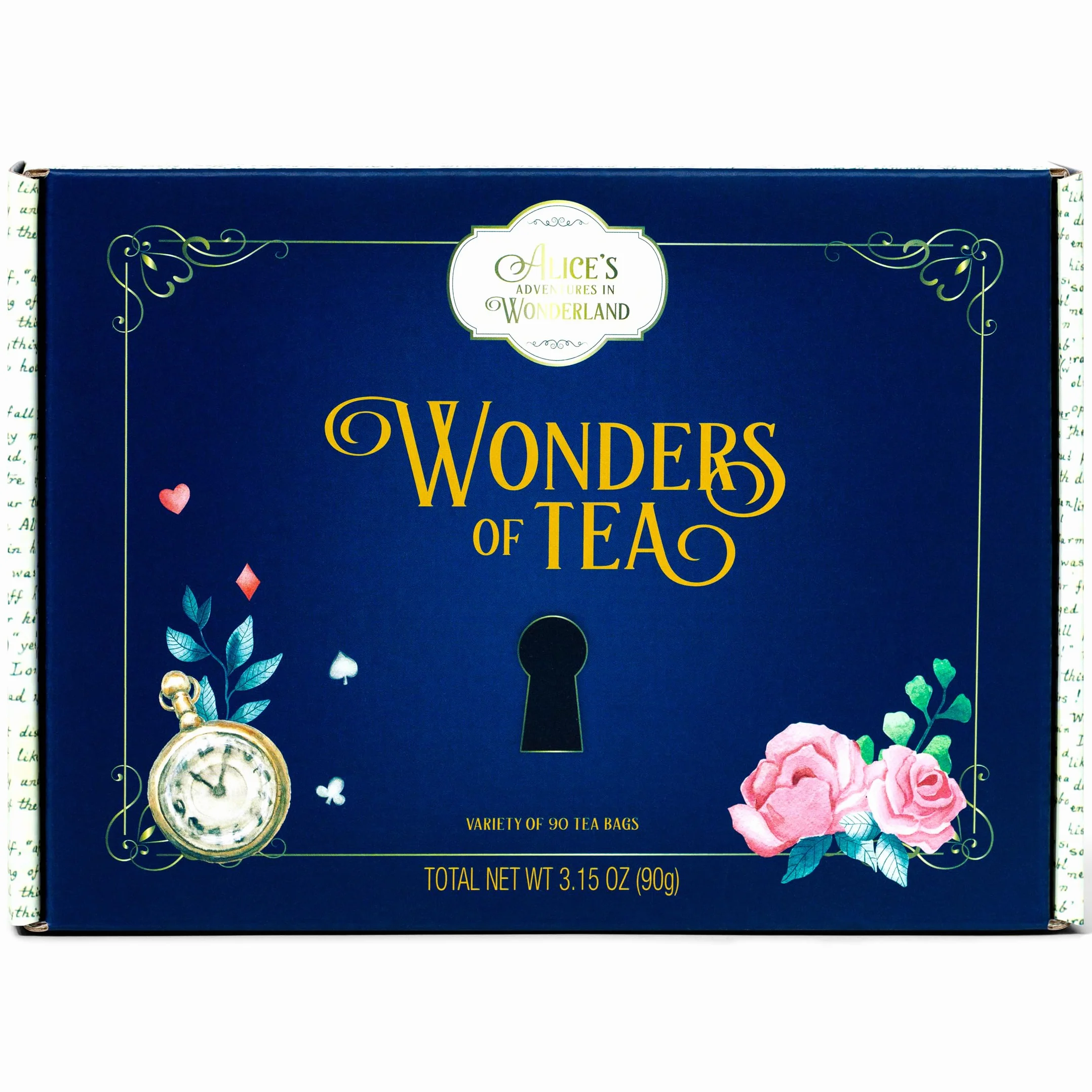 Alice im Wunderland Teesortiment Geschenkset 90 Stück mit Buchzitaten und Illustrationen