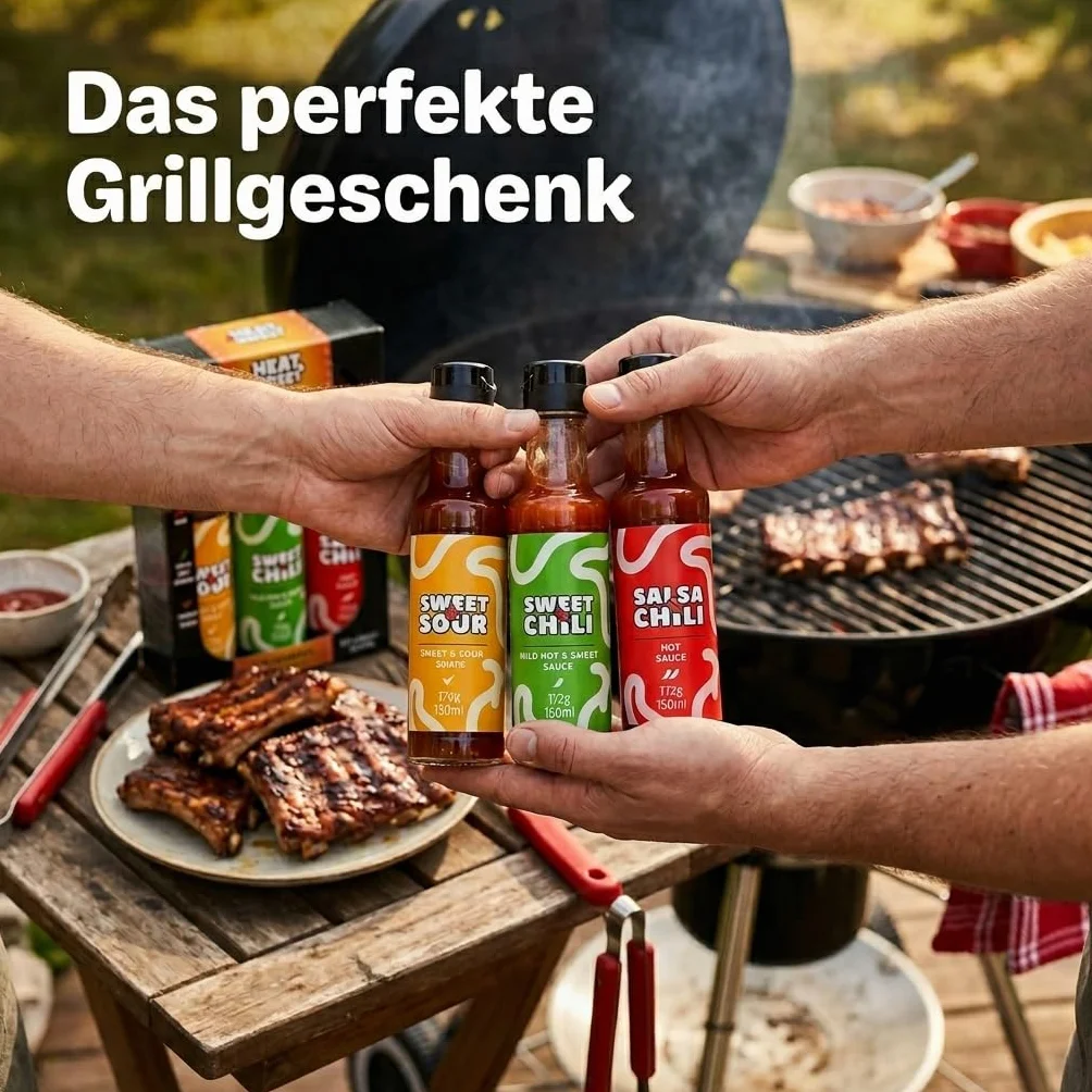 3-częściowy zestaw sosów grillowych, sosy pikantne od łagodnego do bardzo ostrego sosu chili, łagodny sos mango, pikantny sos z czerwonej papryki, ostry sos pieprzowy Chipotle, zestaw upominkowy