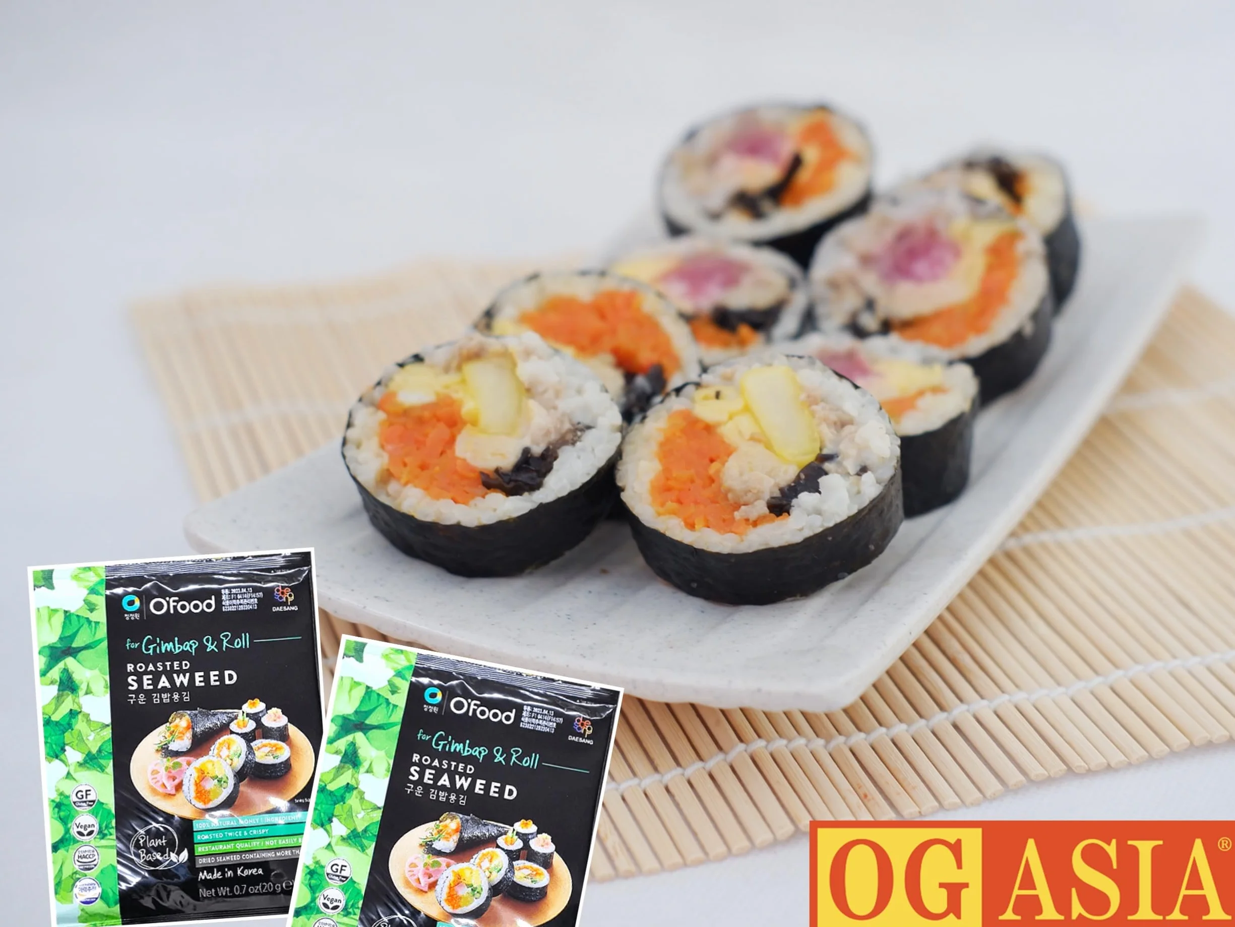 O'Food prażone wodorosty do gimbap i sushi - 10 arkuszy - chrupiące i aromatyczne - OG ASIA - 20 g