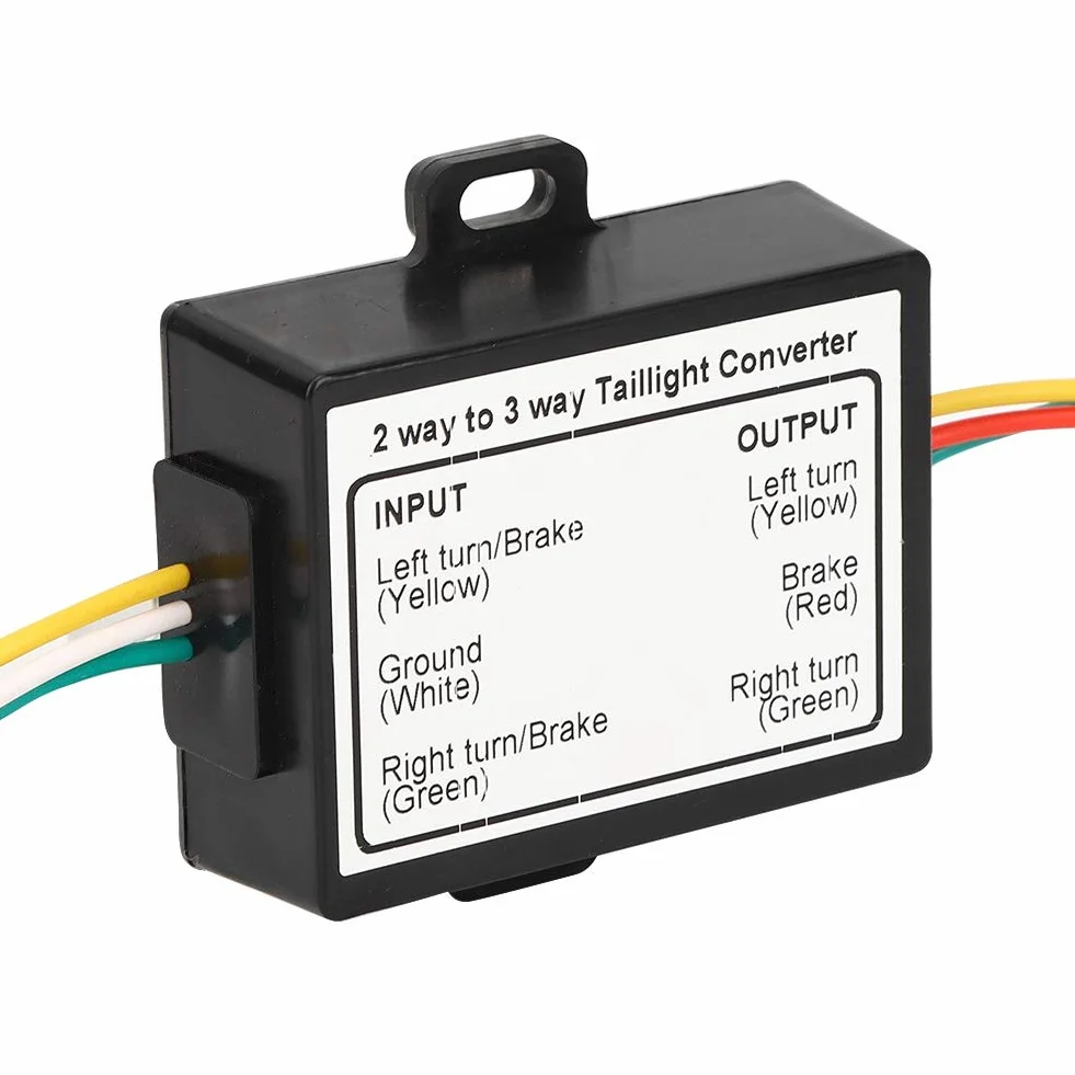 Qiilu 2 do 3-przewodowy konwerter światła tylnego przyczepy, 2 do 3 drutów konwerter przyczepy konwerter wiązki przewodów Układ elektryczny Adapter wiązki przewodów Typ amerykański