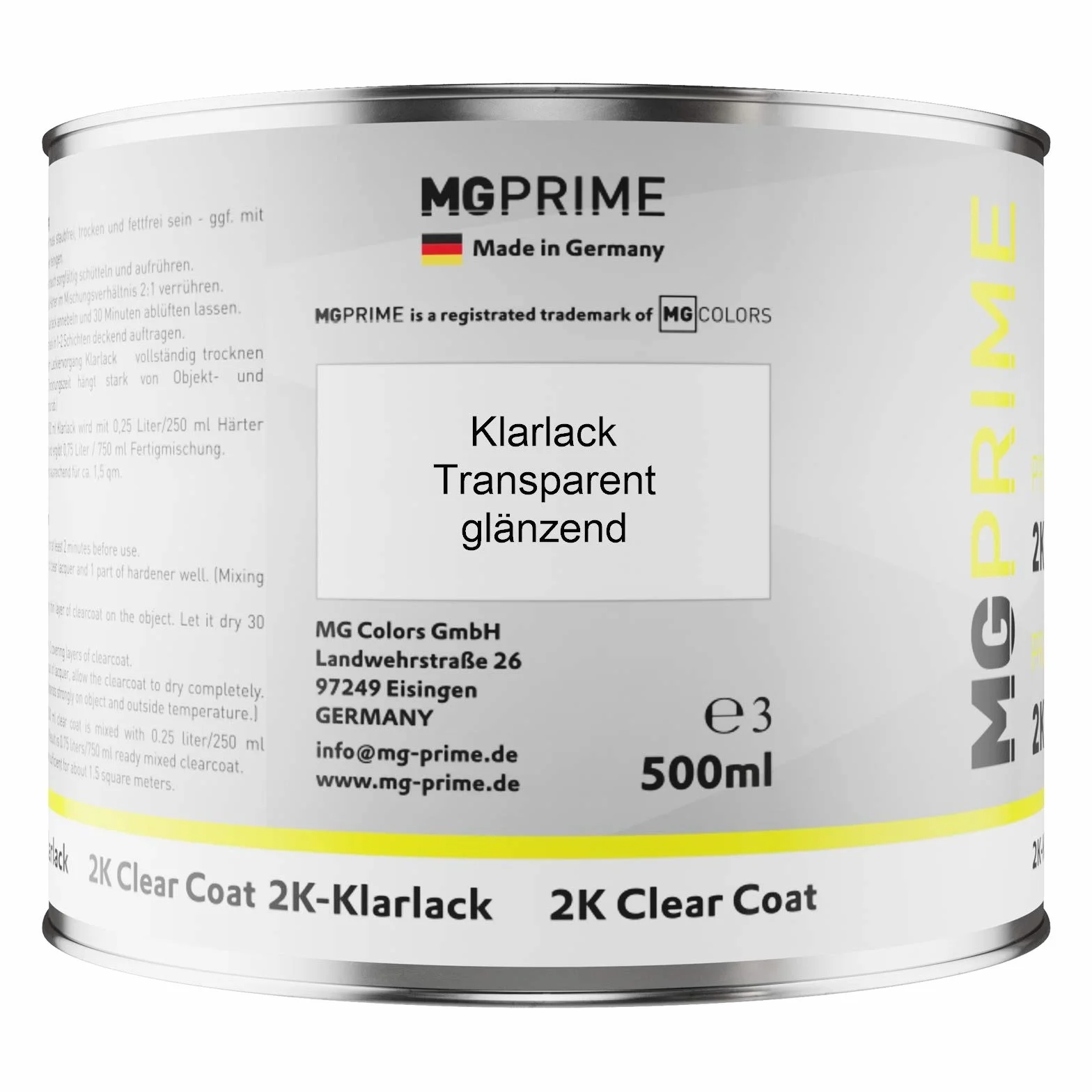 MG PRIME Lakier samochodowy Zestaw puszka gotowa do natrysku dla Toyota 1H5 Cement Grey Metallic/Manhattengrau Metallic lakier bazowy + lakier bezbarwny 2K 1,25L