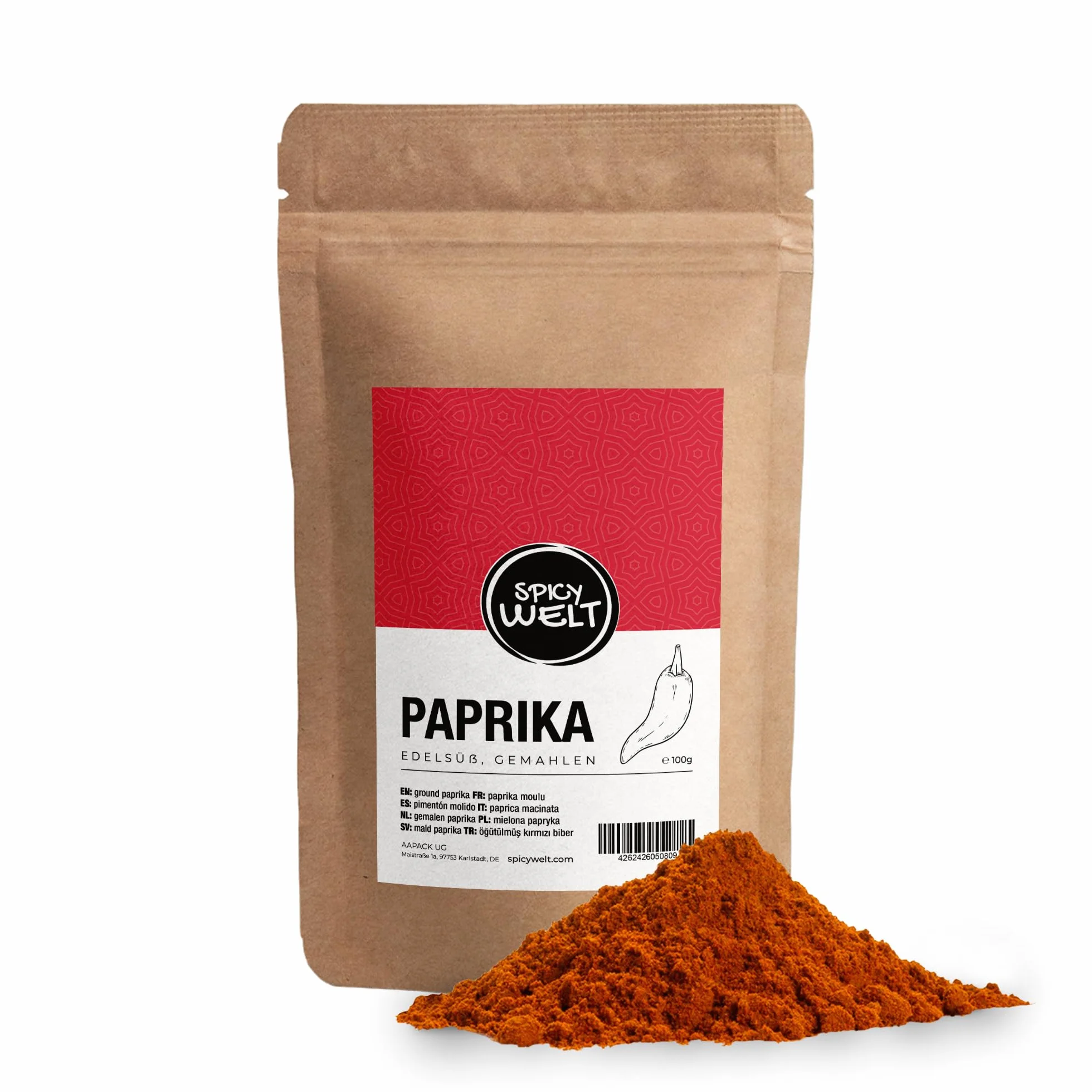 Spicy Welt Słodka Papryka Mielona (100g) – Mielona Czerwona Papryka do Gulaszu, Leczo, Ryby po Grecku, Zup, Sosów & Marynat | Łagodna, Owocowa, Aromatyczna | 100% Naturalna, Bez Dodatków