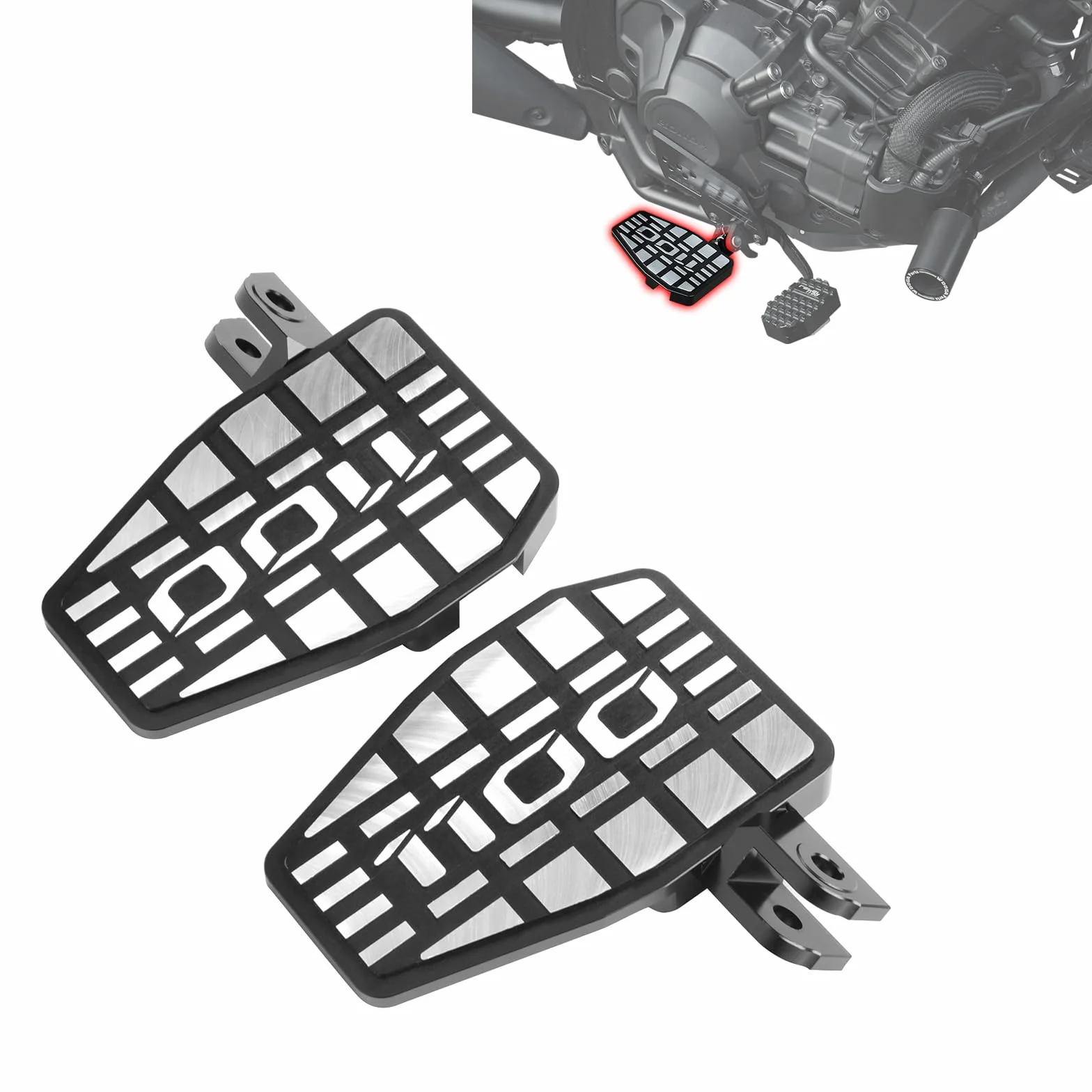 HO&ND&A Rebel 1100 zestaw przedłużający podnóżki do motocykla, pedały CNC, aluminiowe, regulowane podnóżki do CMX1100/Rebel 1100/DCT akcesoria 2021-2025 (czarno-srebrne)