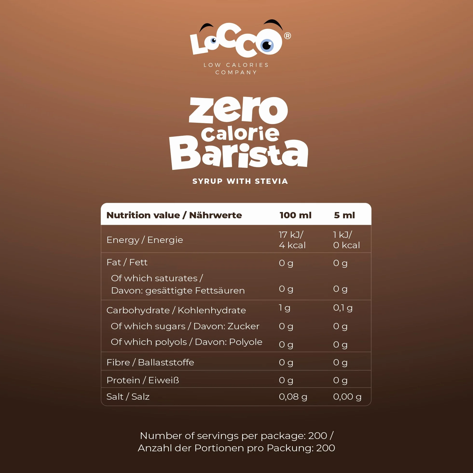 LoCCo Syrop Barista do Kawy ze Stewią Karmelowy 1L Zero Kalorii Bez Cukru Keto