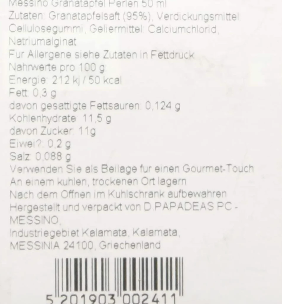 Papadeas Messino Vinegars granat perły 50ml
