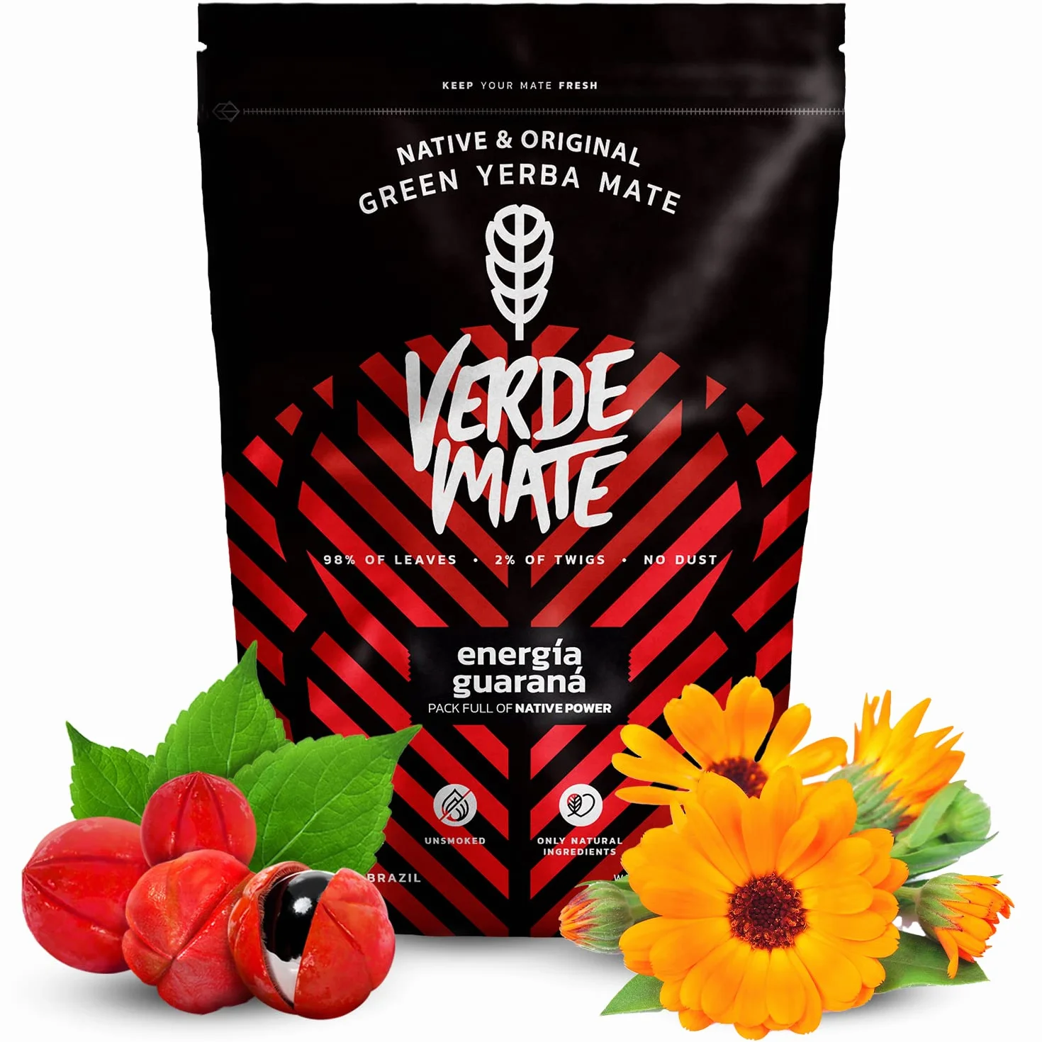 Verde Mate Green Energia Guarana | Pobudzająca owocowa yerba mate z guaraną | Łagodny smak | Naturalna kofeina | Herbata Yerba Mate z Brazylii | (500)