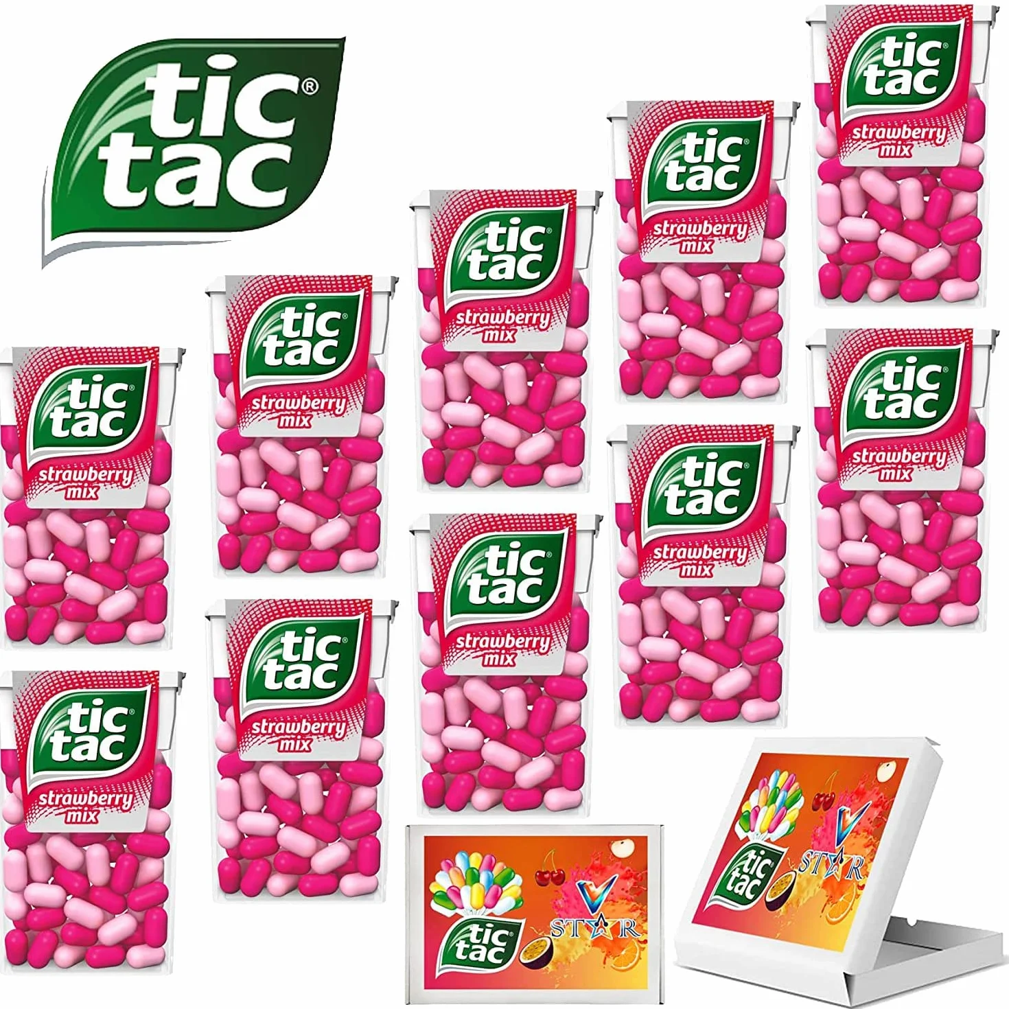 10 x TIC TAC różne smaki słodycze (18 g x 10) (mieszanka truskawkowa) VSTAR