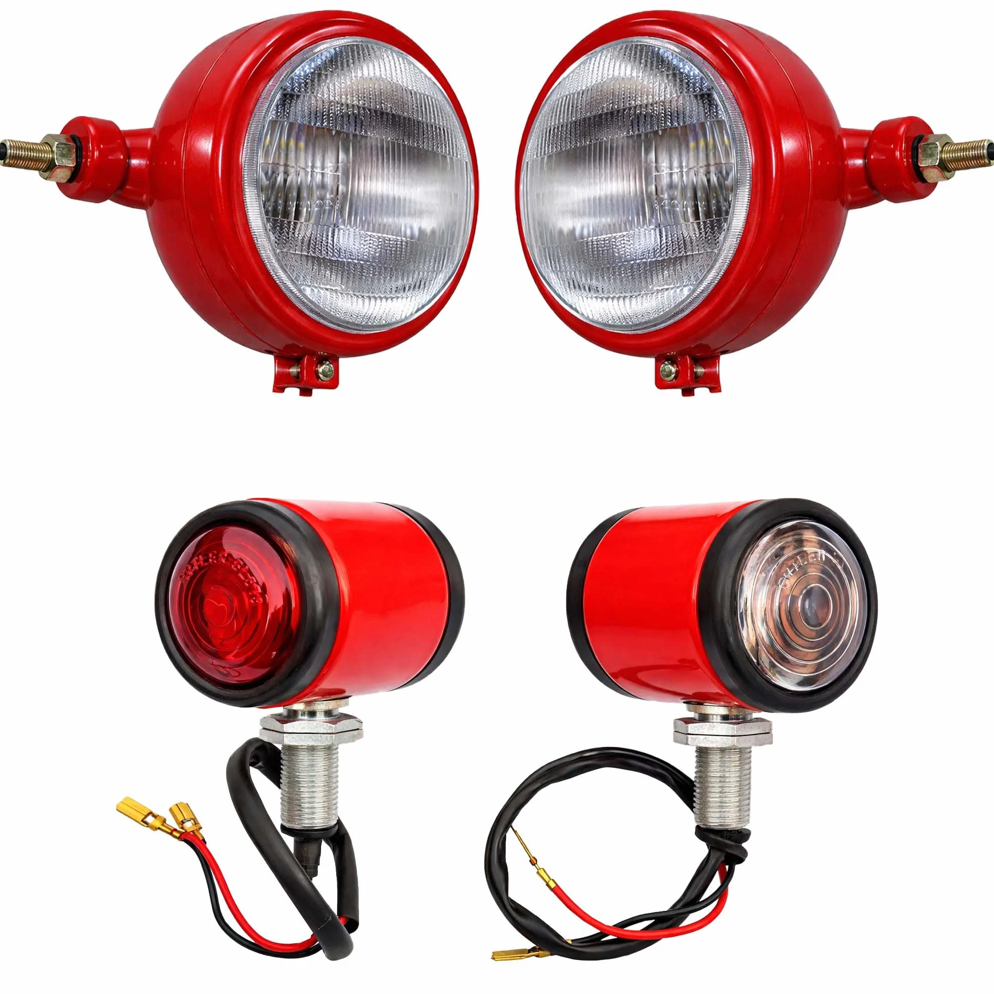 APSMOTIV Czerwone Reflektory Zestawy Świetlne w Stylu Butlera z Żarówkami 12v Kompatybilne z David Brown 800 700 900 1200 Seria | Massey Ferguson 35 35X 65 765 | Światła Ciągnika B250 B275 B414 B444