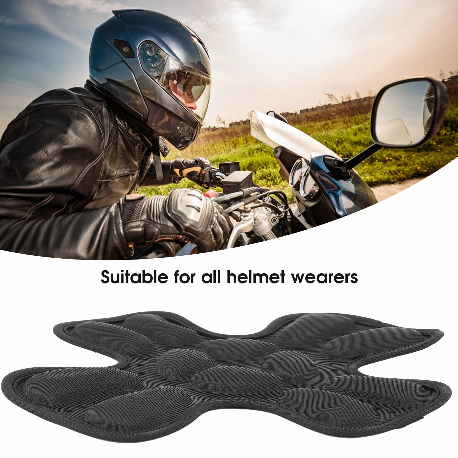 Uniwersalny Zestaw Wyściółek Kasku Pianka 360 ° Ochrona Głowy 3D Kieszeń Powietrzna Amortyzacja Kask Motocyklowy Wkładka do Kasku Przeciw Potu Chłodząca Podkładka Pod Kask(A)