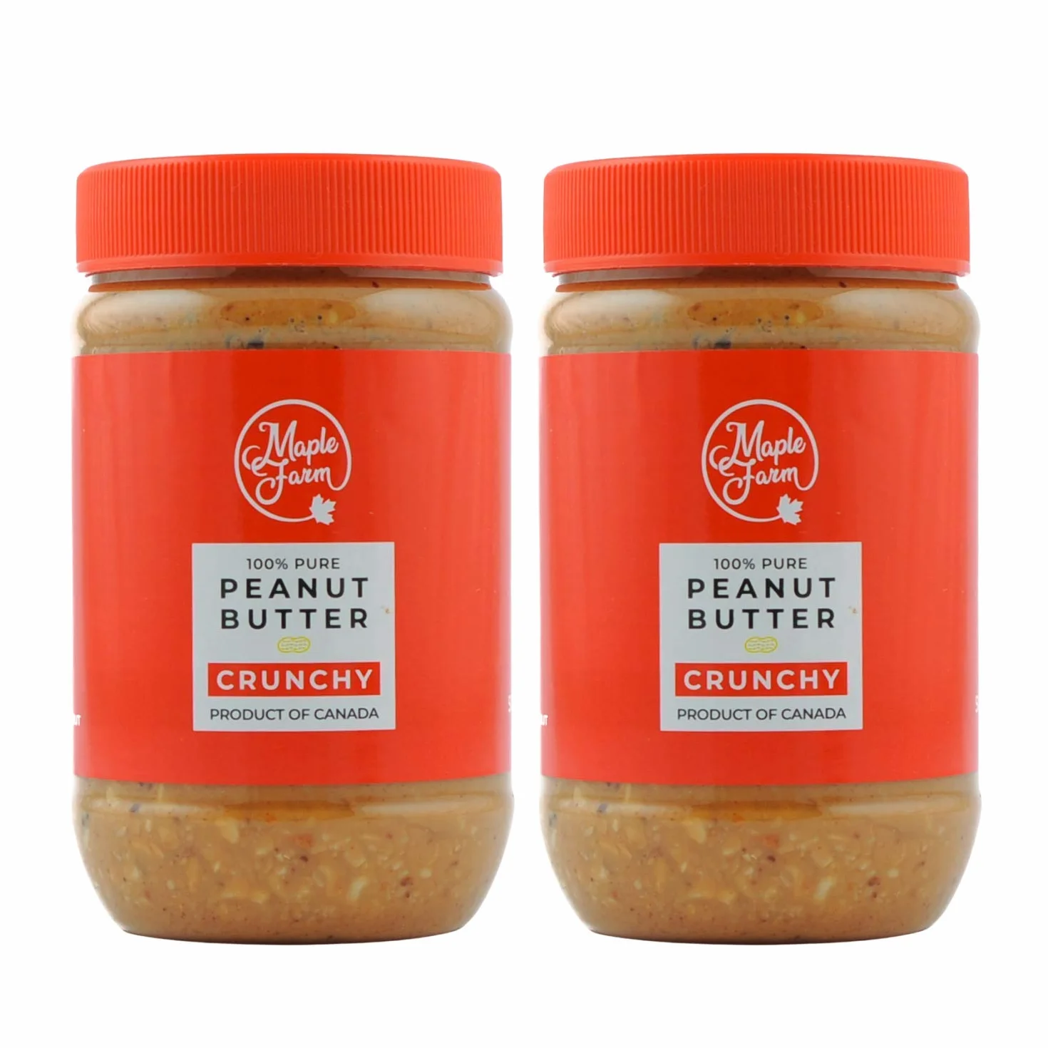 MapleFarm - 100% Czyste chrupiące masło orzechowe (CRUNCHY) - 2 x 500g (1 Kg) - Proteinowe masło orzechowe - Proteinowy krem ​​- Naturalne masło orzechowe - Peanut Cream - Peanut butter crunchy