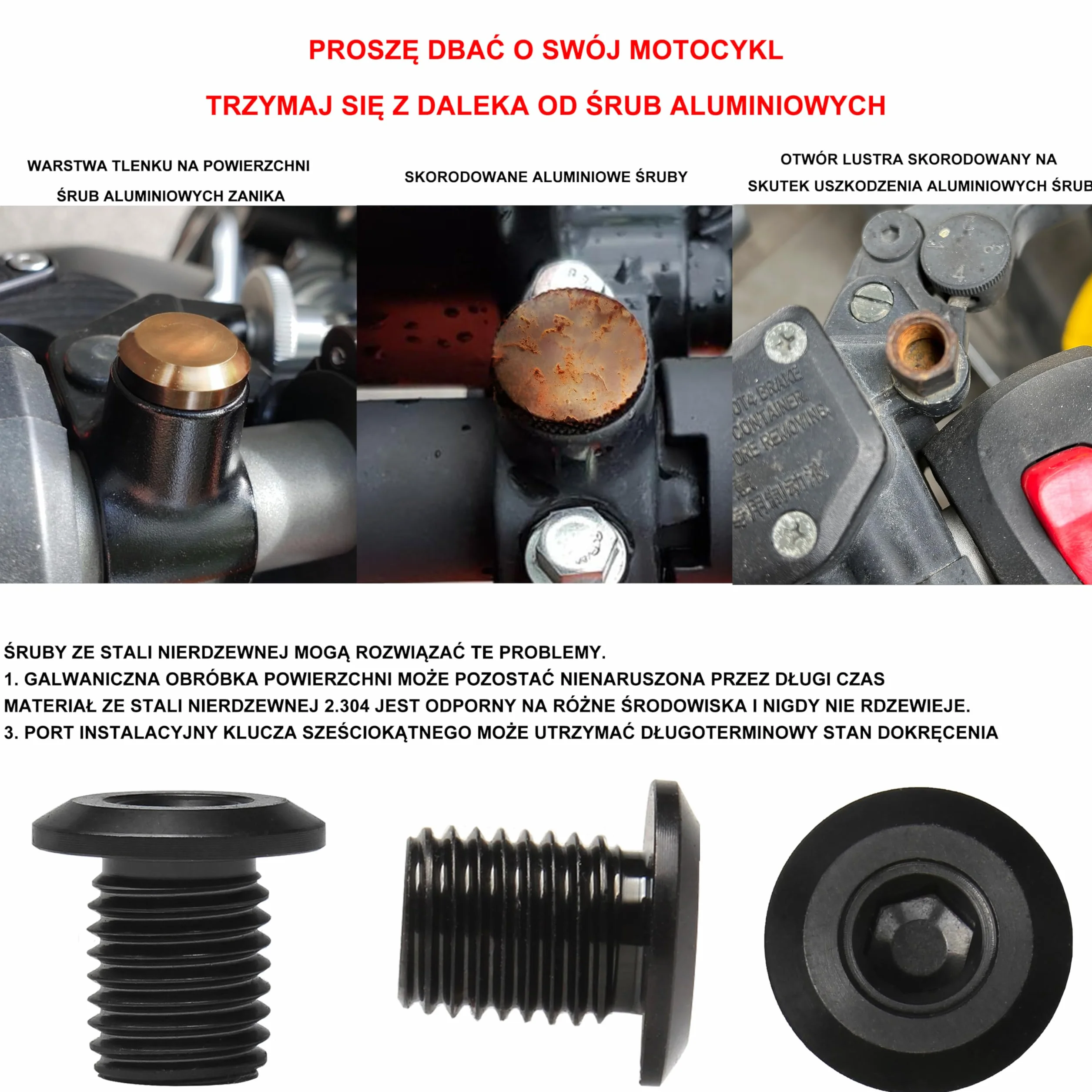FENRIR Lusterko motocyklowe korek Wtyczka 304 Stal nierdzewna dla M10XP1.25 Z900 Z800 Z750 Z600 Z400 Z250 Z125 MT25 MT03 MT07 MT09 MT10 XSR7000 XSR900 SV650 GSXS750 Katana Bandit CB1000R CB650R CB300R