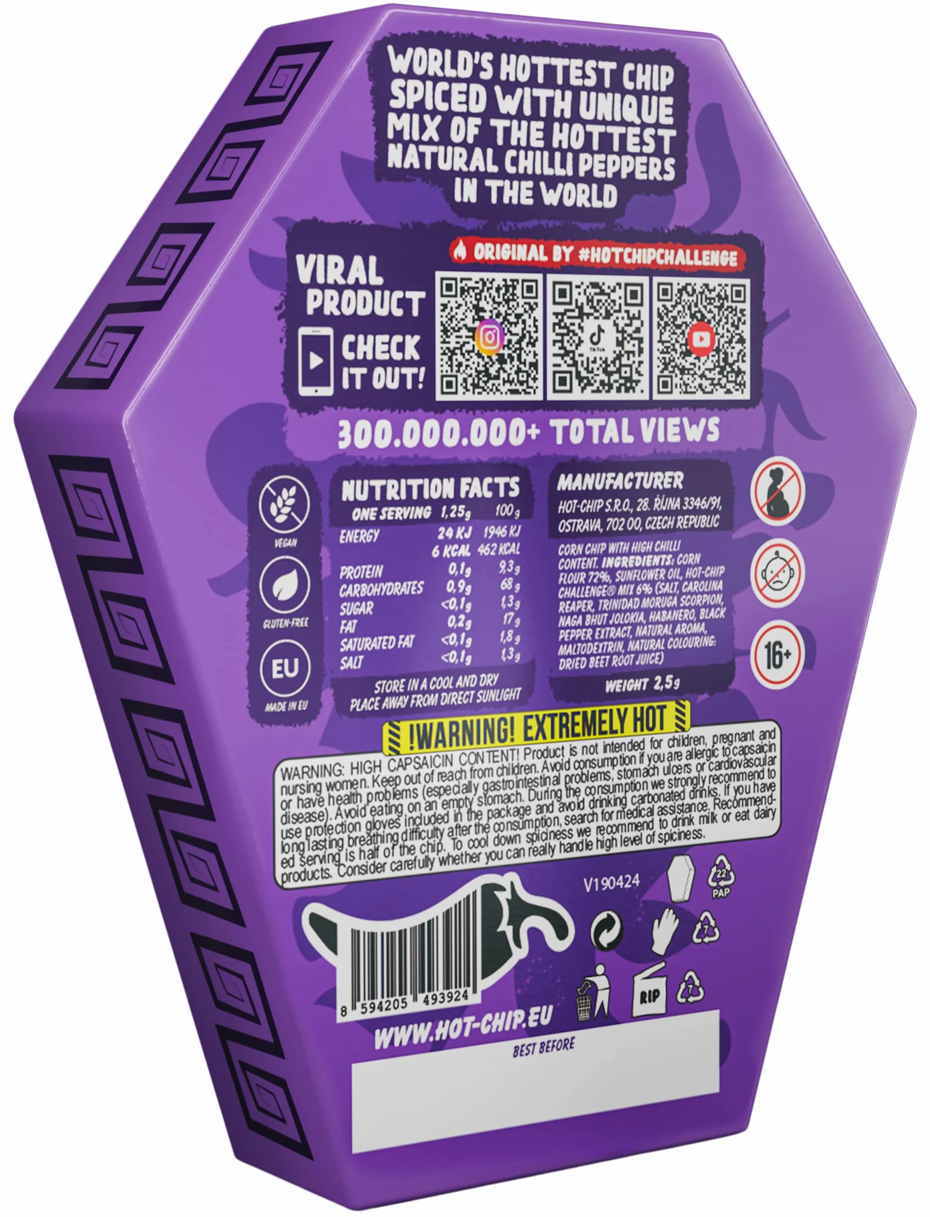 Pakiet ekonomiczny: Hot-Chip Challenge 2,5 g (2024 Purple Edition) & Mr. Twister Jelly Beans 120 g