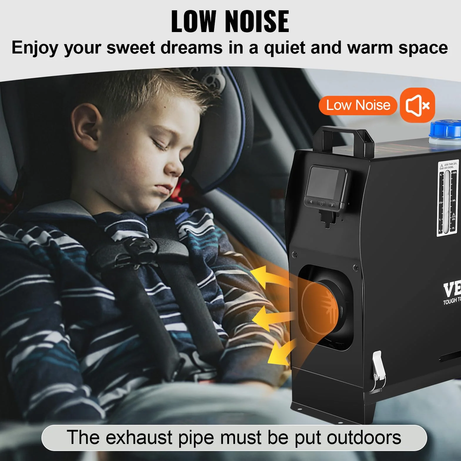 VEVOR Podgrzewacz powietrza na olej napędowy 12 V 8 kW Ogrzewanie stacjonarne Diesel -40°C - 80°C Ogrzewanie postojowe Diesel Statyczne ogrzewanie Van Diesel Nagrzewnica samochodowa (przełącznik LCD)