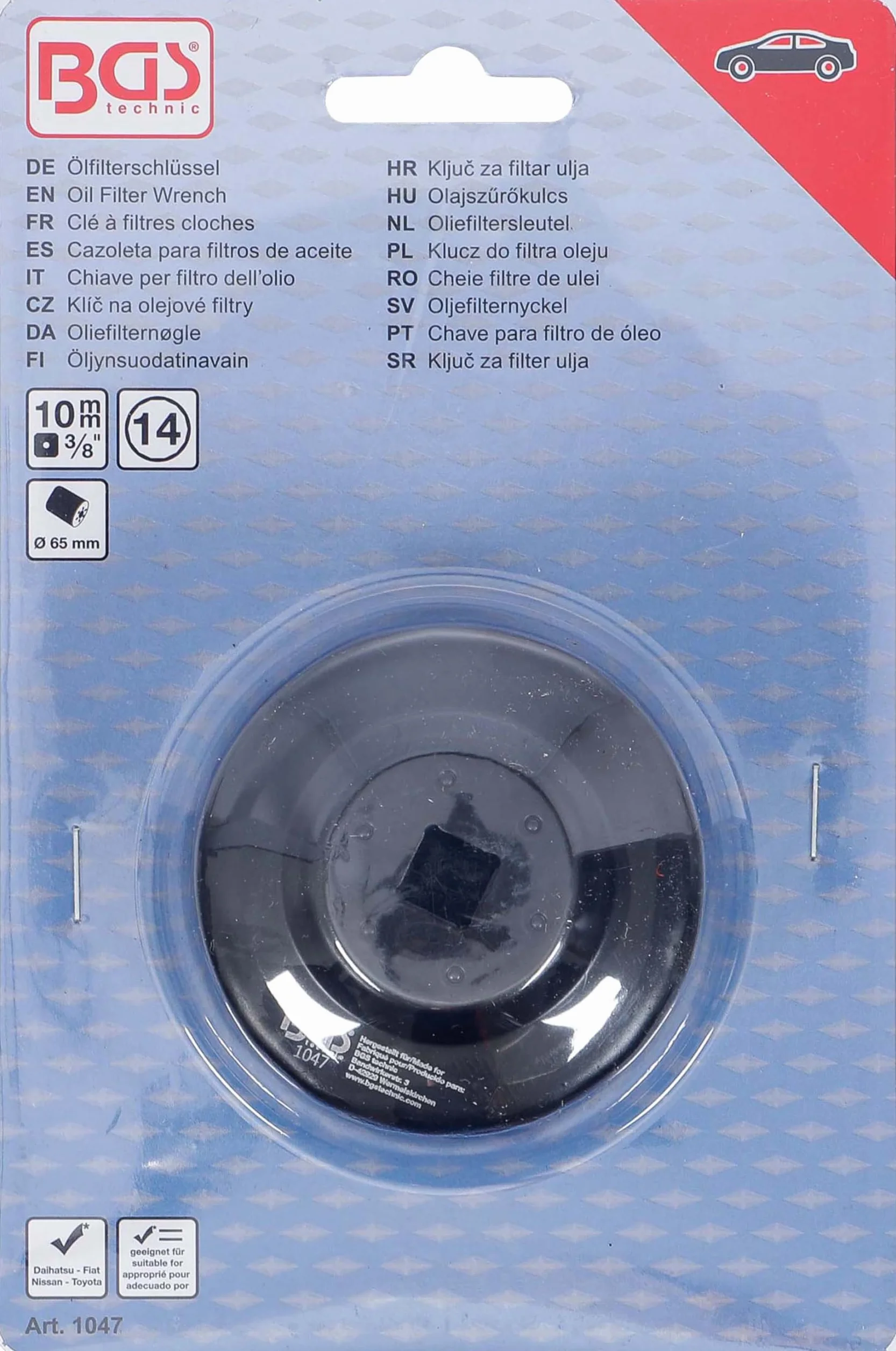 BGS 1047 Klucz do filtra oleju 14-kątny Ø 65 mm do Daihatsu, Fiat, Nissan, Toyota